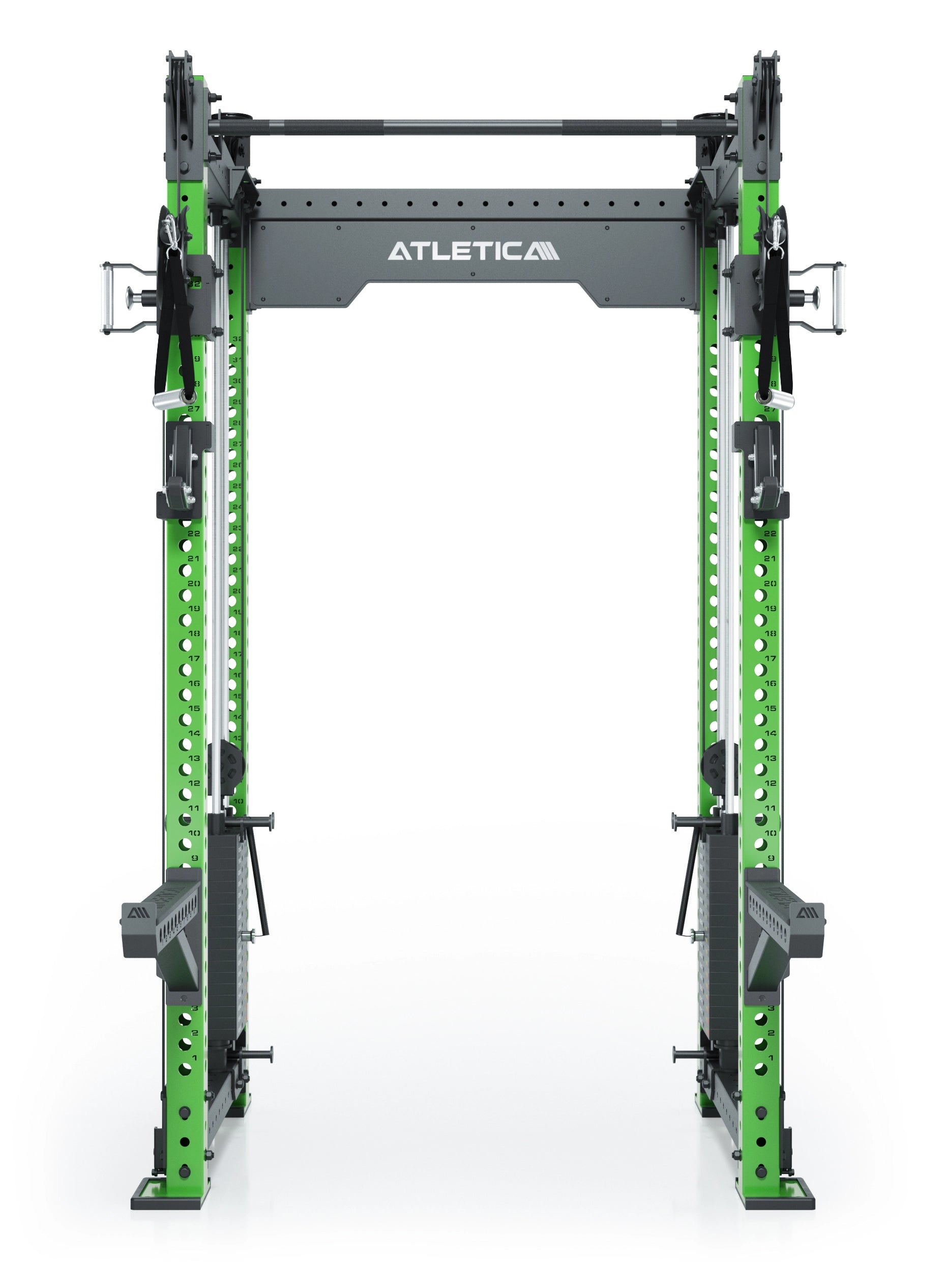 Dualer Kabelzug mit 2x95kg seitlichen Gewichtsblöcken | Sehr stabil und platzsparend | Modular ausbaubar mit Anbauteilen wie Smith Machine und Jammer Arms I Electric Green