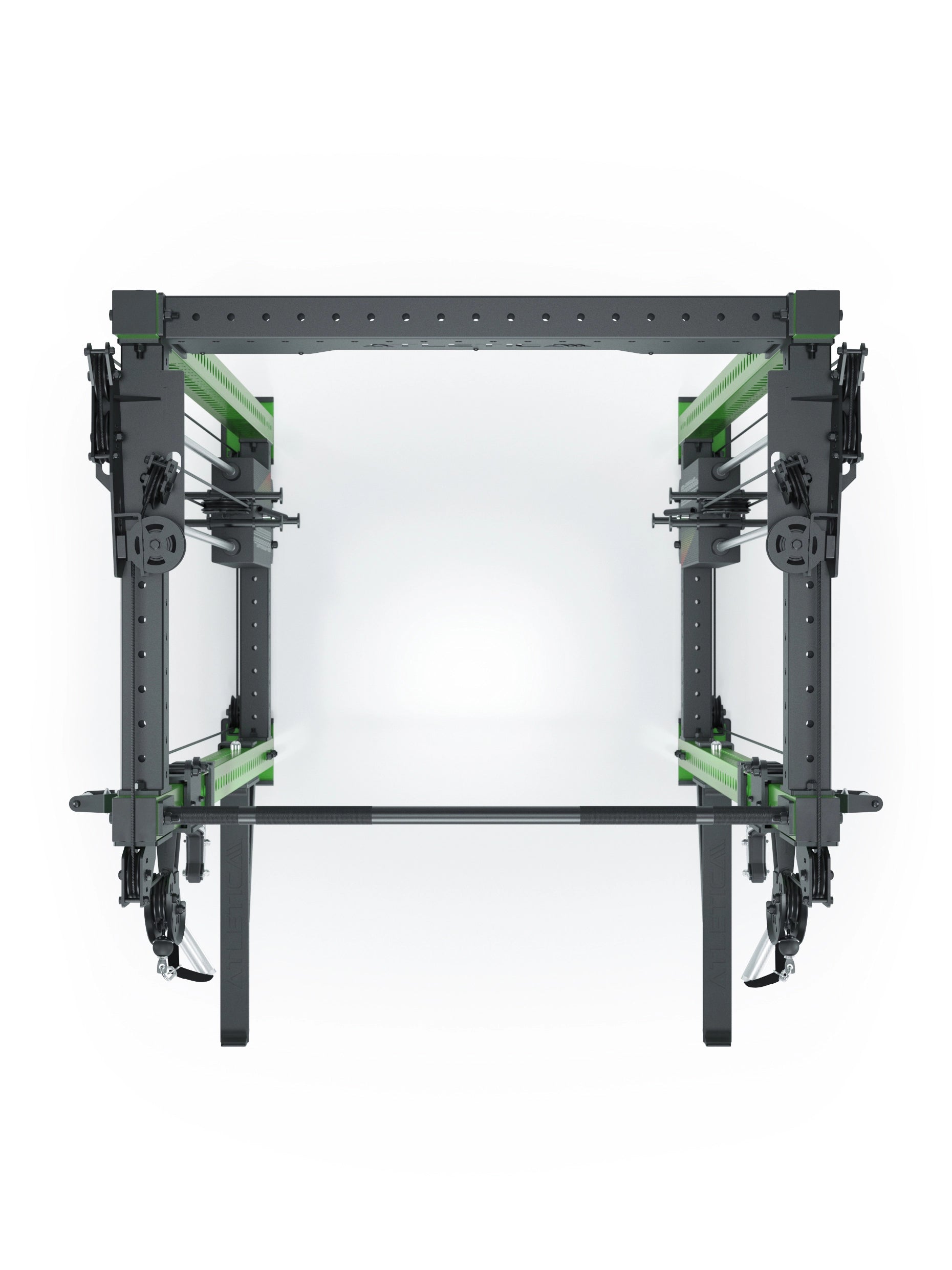 Dualer Kabelzug mit 2x95kg seitlichen Gewichtsblöcken | Sehr stabil und platzsparend | Modular ausbaubar mit Anbauteilen wie Smith Machine und Jammer Arms I Electric Green