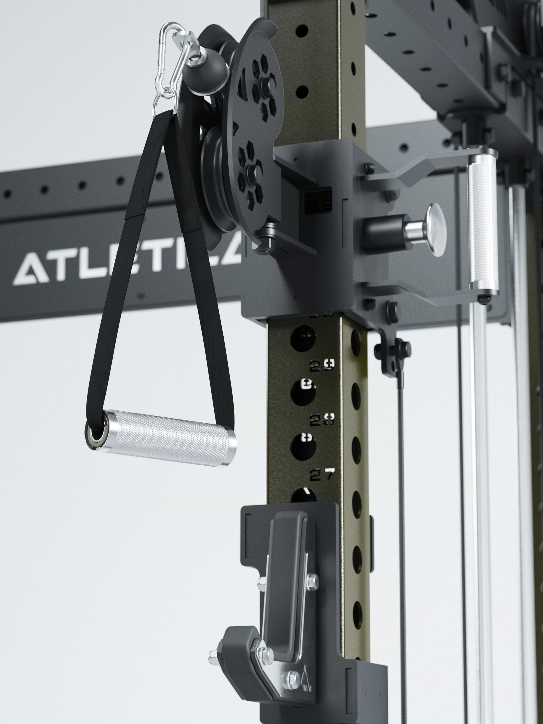 Dualer Kabelzug mit 2x95kg seitlichen Gewichtsblöcken | Sehr stabil und platzsparend | Modular ausbaubar mit Anbauteilen wie Smith Machine und Jammer Arms I Military Green