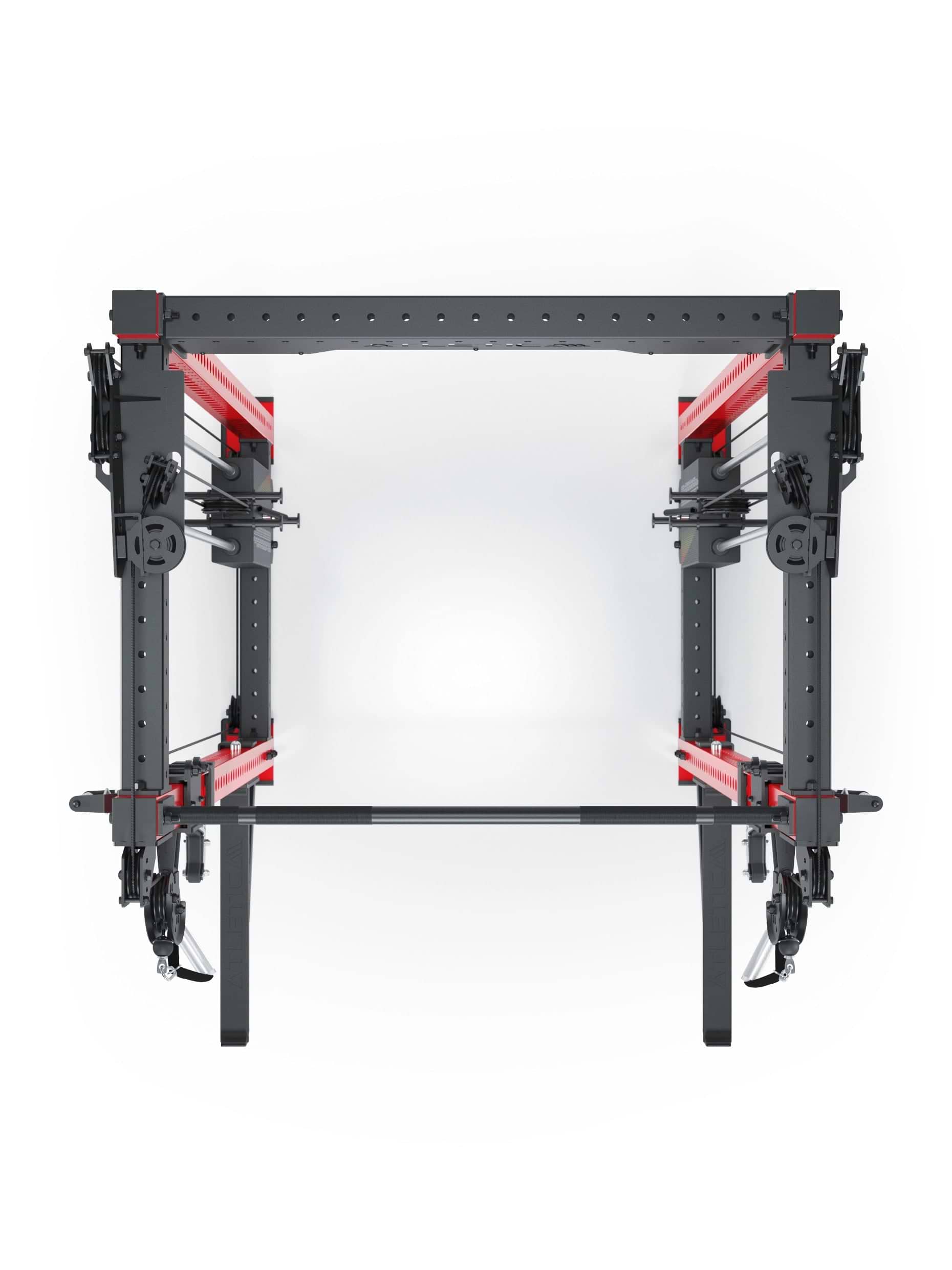 Dualer Kabelzug mit 2x95kg seitlichen Gewichtsblöcken | Sehr stabil und platzsparend | Modular ausbaubar mit Anbauteilen wie Smith Machine und Jammer Arms I Electric Rot