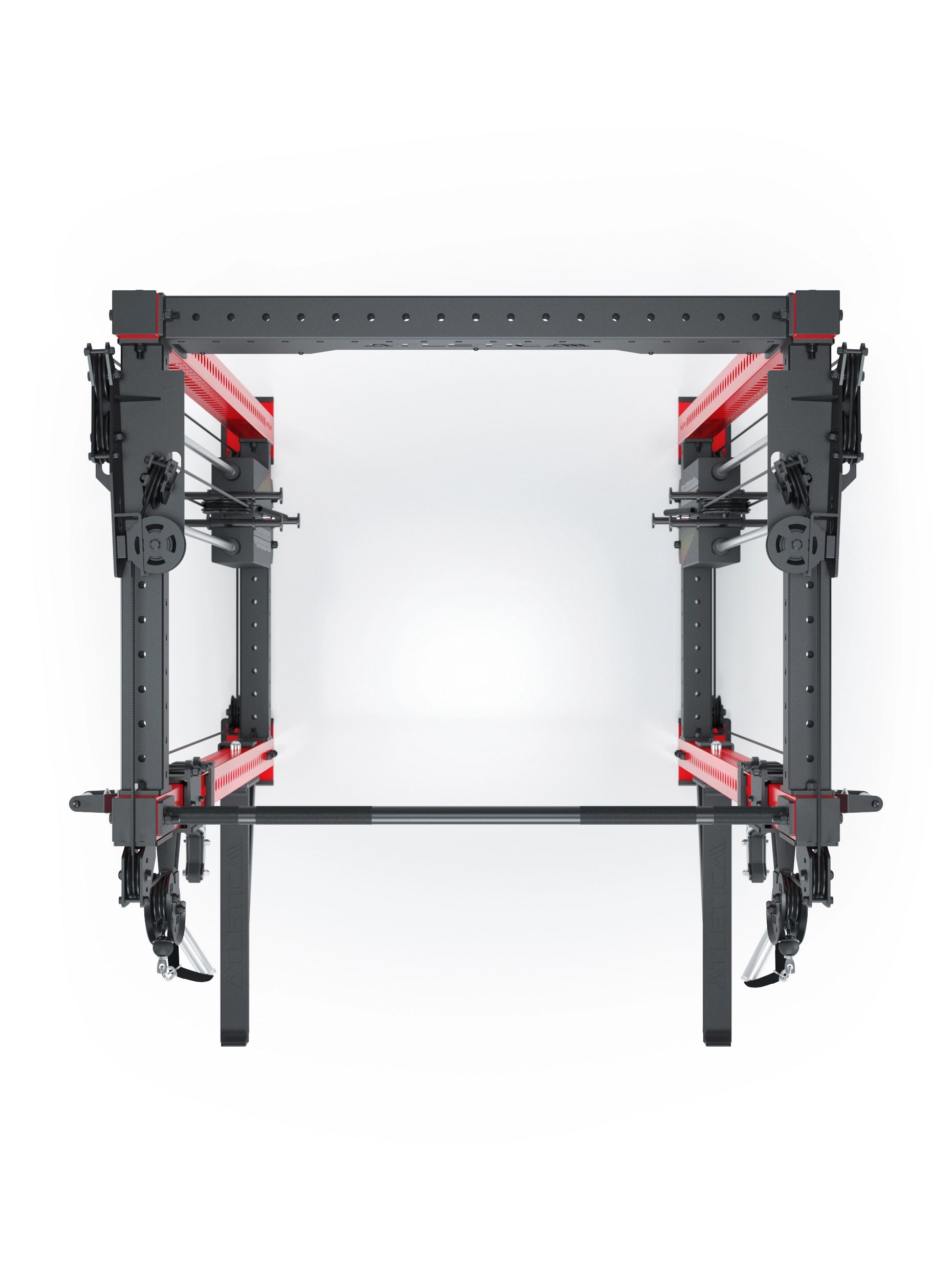 Dualer Kabelzug mit 2x95kg seitlichen Gewichtsblöcken | Sehr stabil und platzsparend | Modular ausbaubar mit Anbauteilen wie Smith Machine und Jammer Arms I Electric Rot