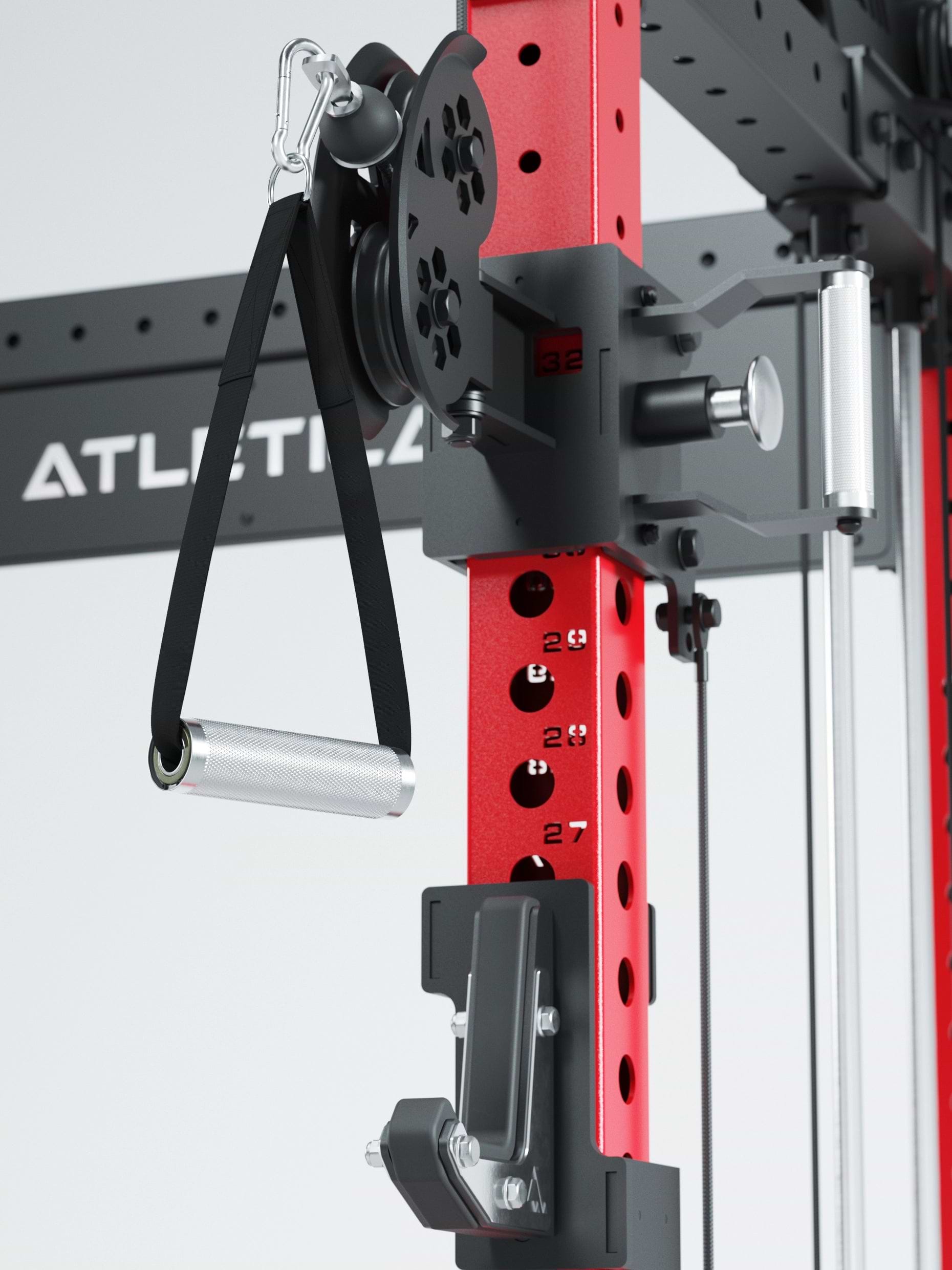 Dualer Kabelzug mit 2x95kg seitlichen Gewichtsblöcken | Sehr stabil und platzsparend | Modular ausbaubar mit Anbauteilen wie Smith Machine und Jammer Arms I Electric Rot