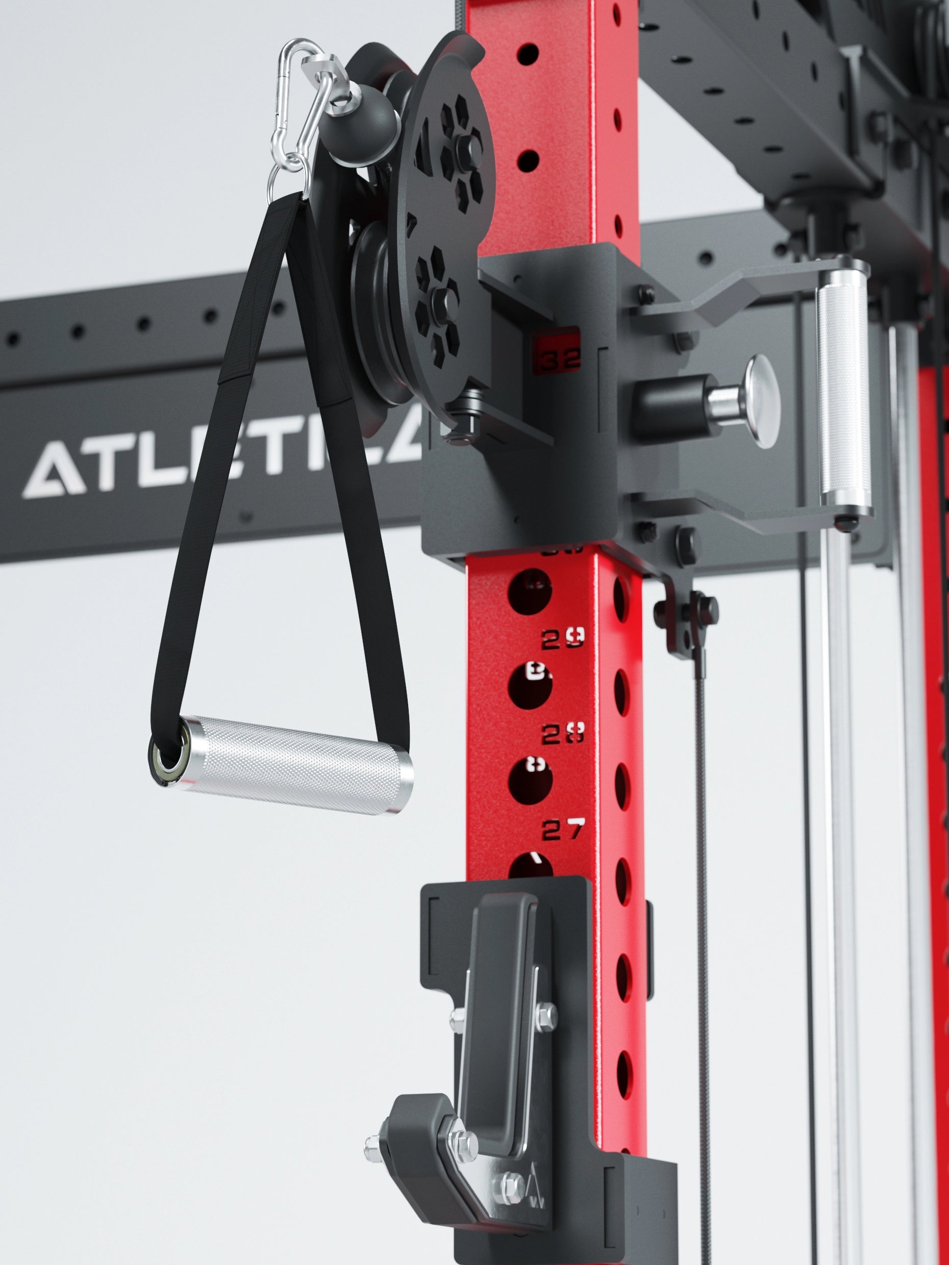 Dualer Kabelzug mit 2x95kg seitlichen Gewichtsblöcken | Sehr stabil und platzsparend | Modular ausbaubar mit Anbauteilen wie Smith Machine und Jammer Arms I Electric Rot