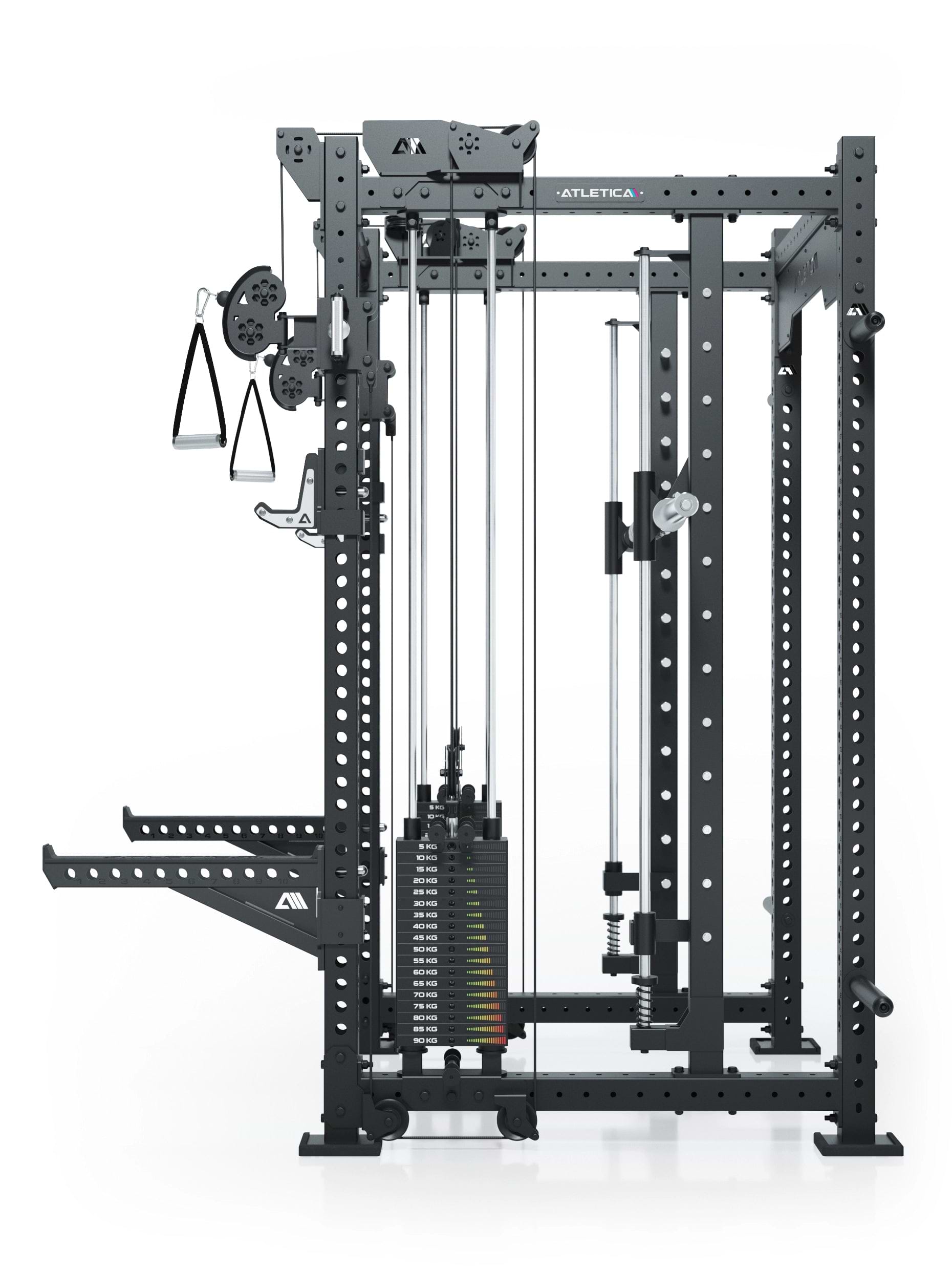 Dualer Kabelzug mit 2x95kg seitlichen Gewichtsblöcken | Sehr stabil | Modular ausbaubar mit Anbauteilen wie Smith Machine und Jammer Arms
