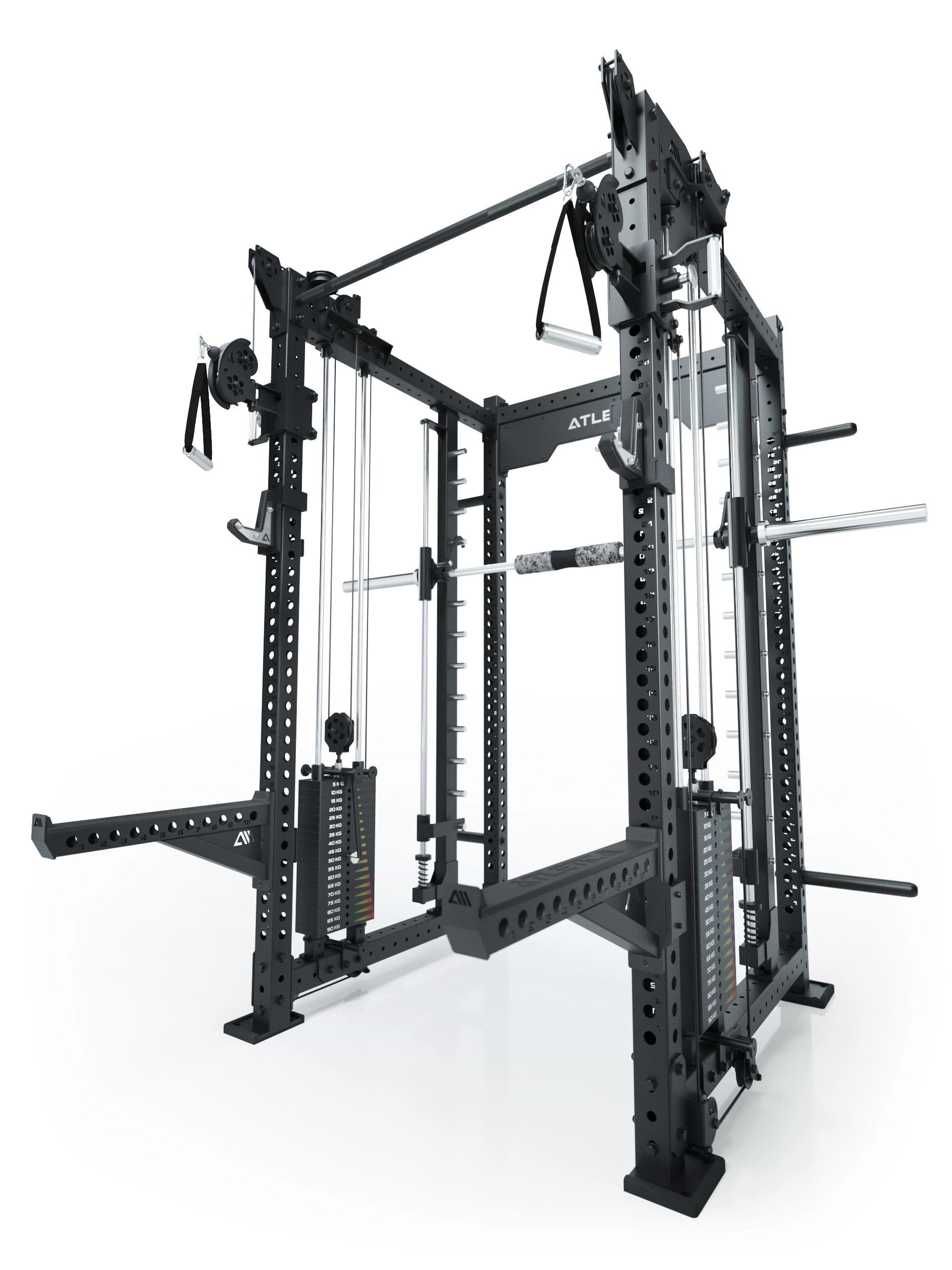 Dualer Kabelzug mit 2x95kg seitlichen Gewichtsblöcken | Sehr stabil | Modular ausbaubar mit Anbauteilen wie Smith Machine und Jammer Arms