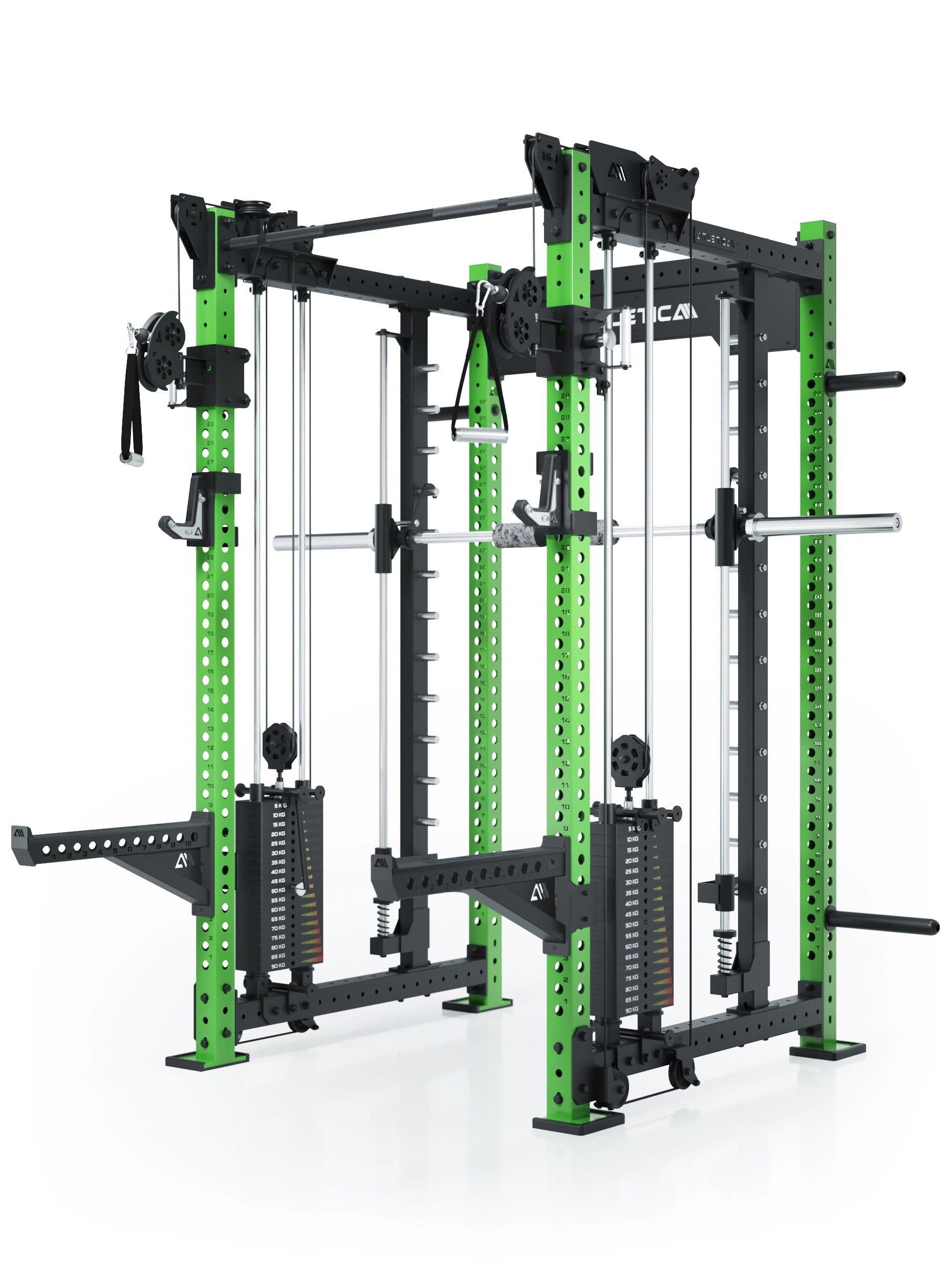 Dualer Kabelzug mit 2x95kg seitlichen Gewichtsblöcken | Sehr stabil | Modular ausbaubar mit Anbauteilen wie Smith Machine und Jammer Arms