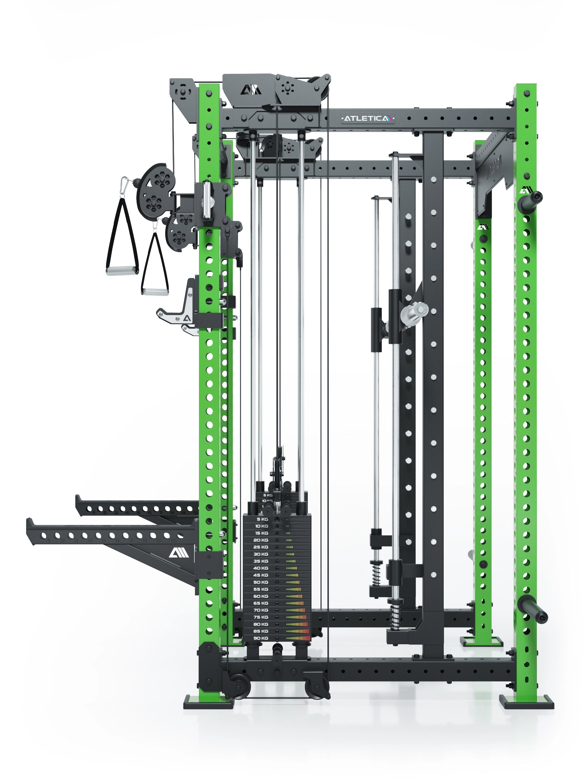 Dualer Kabelzug mit 2x95kg seitlichen Gewichtsblöcken | Sehr stabil | Modular ausbaubar mit Anbauteilen wie Smith Machine und Jammer Arms