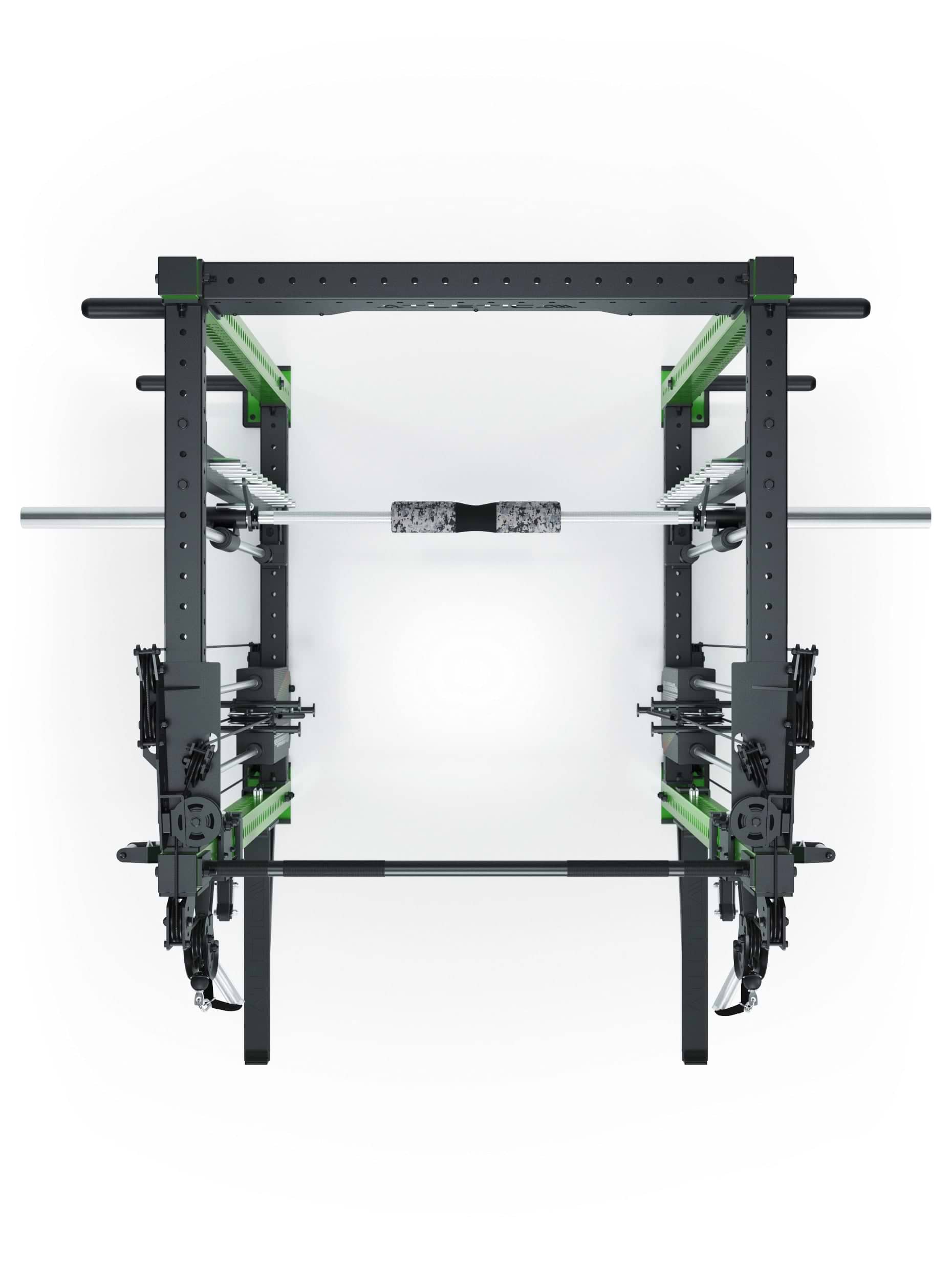 Power Racks: R8 R8 Bradley | Power Rack mit 2x90kg seitlichen Gewichtsblocks, Smith Machine und dualem Kabelzug, 