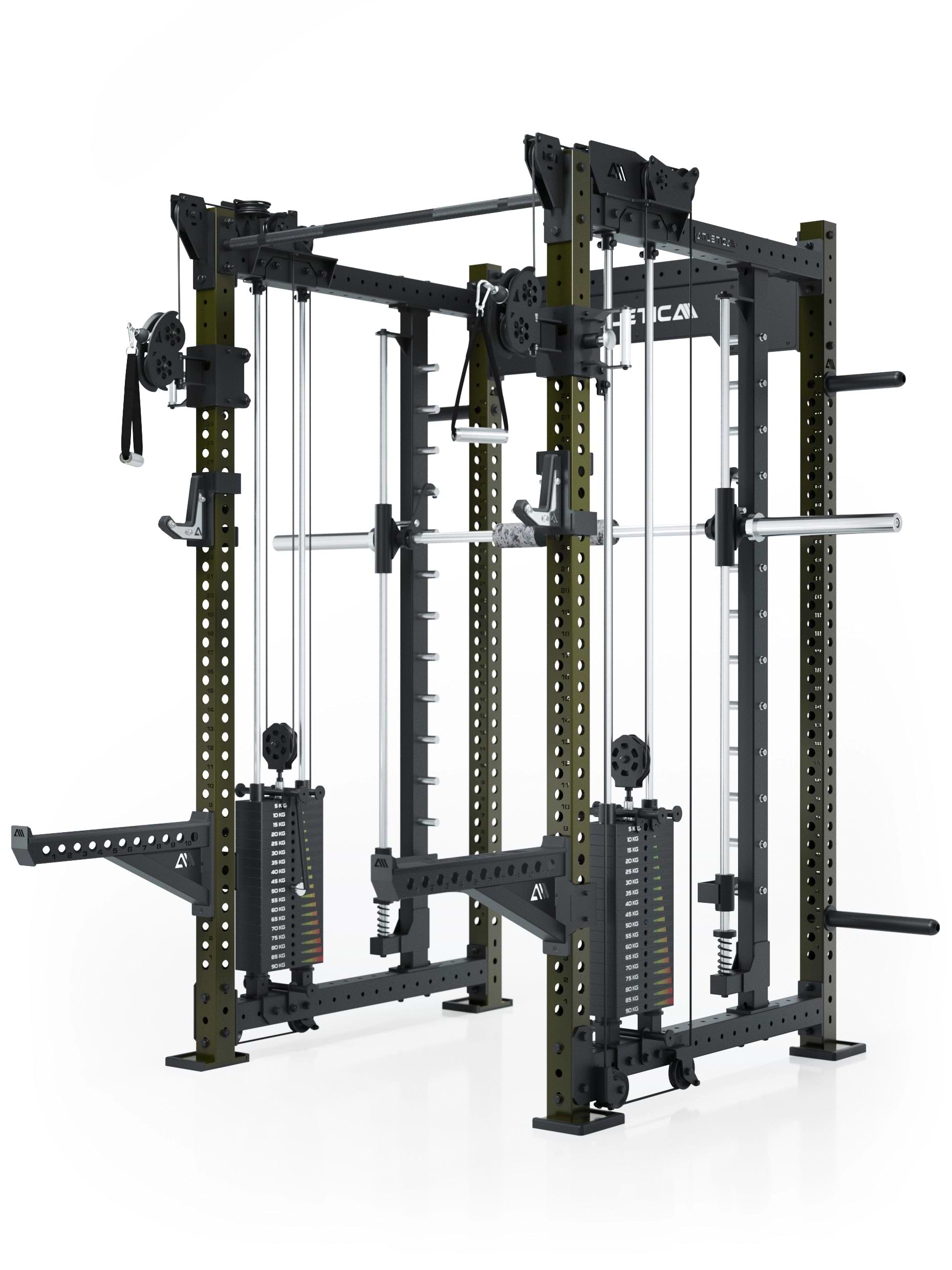 Dualer Kabelzug mit 2x95kg seitlichen Gewichtsblöcken | Sehr stabil | Modular ausbaubar mit Anbauteilen wie Smith Machine und Jammer Arms
