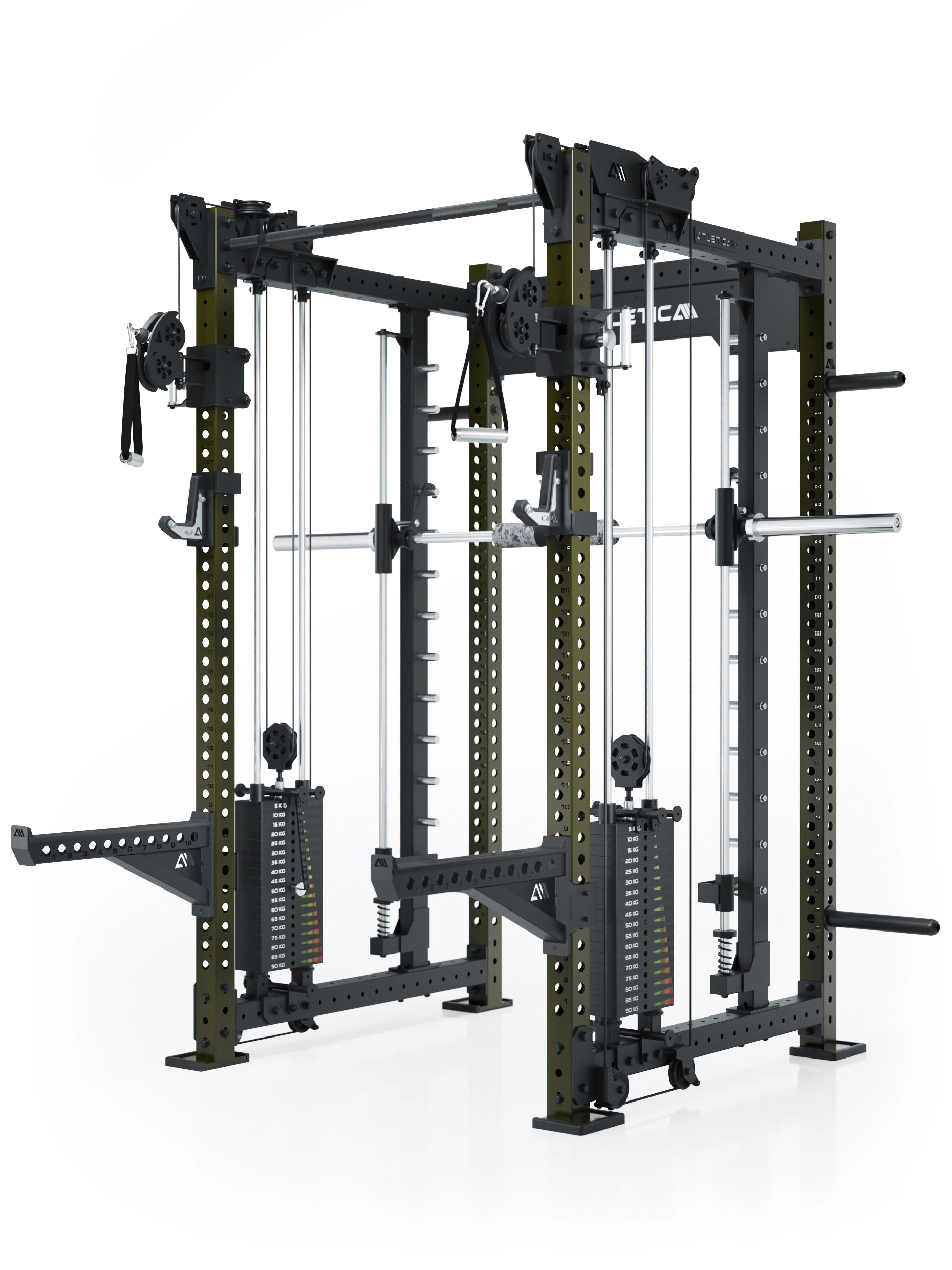 Dualer Kabelzug mit 2x95kg seitlichen Gewichtsblöcken | Sehr stabil | Modular ausbaubar mit Anbauteilen wie Smith Machine und Jammer Arms
