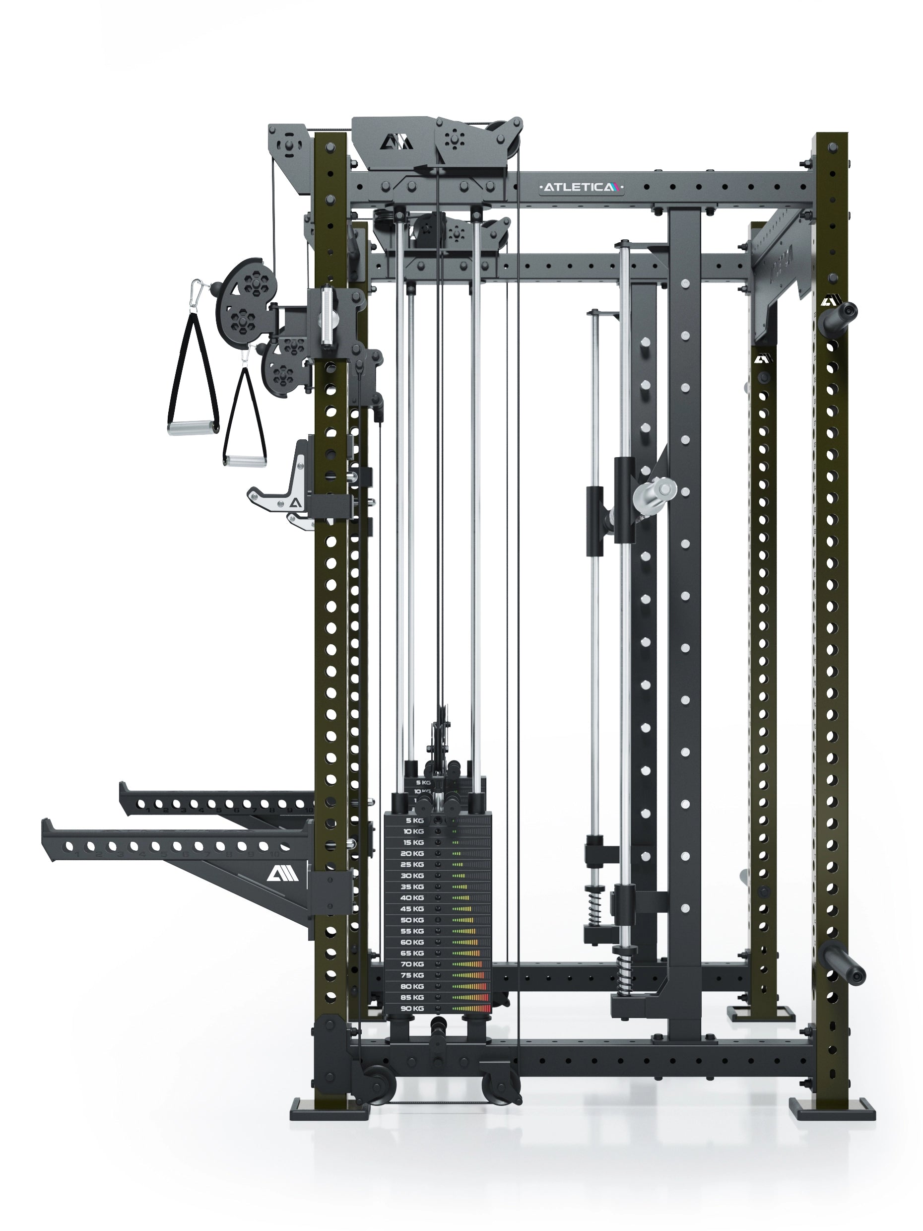 Dualer Kabelzug mit 2x95kg seitlichen Gewichtsblöcken | Sehr stabil | Modular ausbaubar mit Anbauteilen wie Smith Machine und Jammer Arms