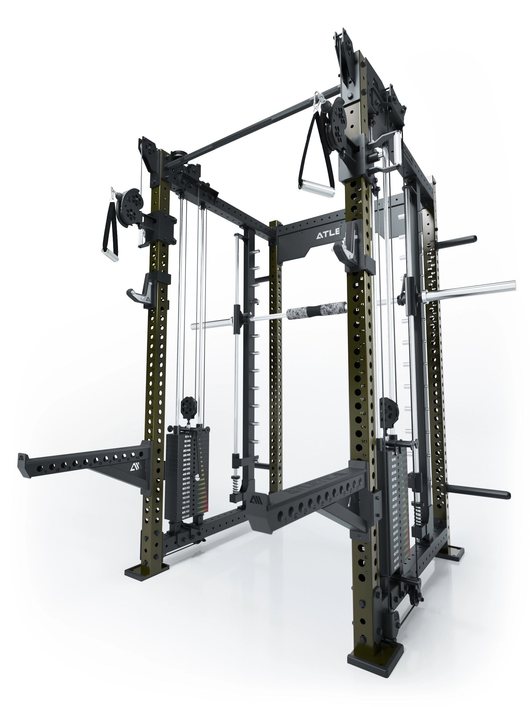 Dualer Kabelzug mit 2x95kg seitlichen Gewichtsblöcken | Sehr stabil | Modular ausbaubar mit Anbauteilen wie Smith Machine und Jammer Arms