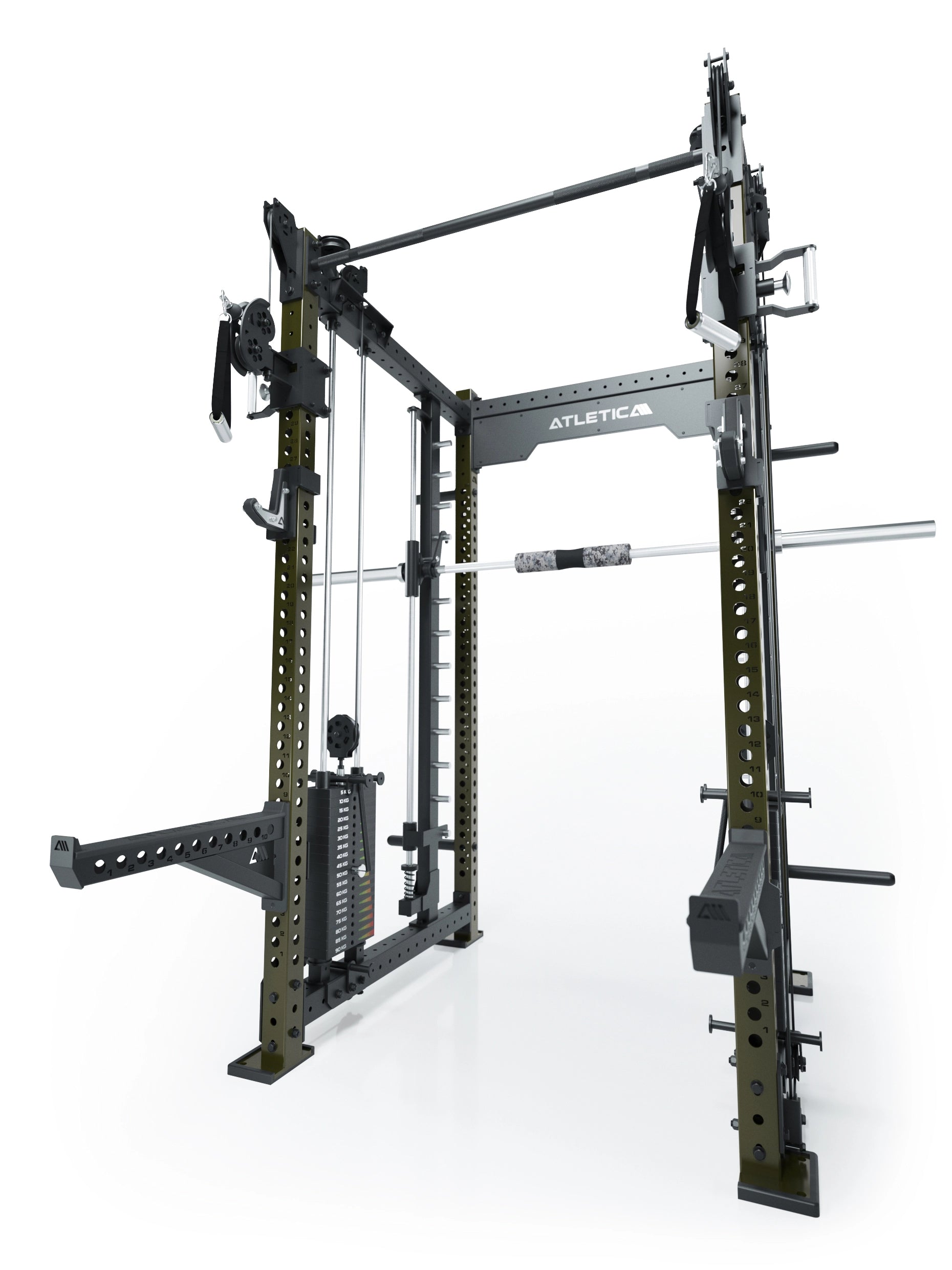 Dualer Kabelzug mit 2x95kg seitlichen Gewichtsblöcken | Sehr stabil | Modular ausbaubar mit Anbauteilen wie Smith Machine und Jammer Arms