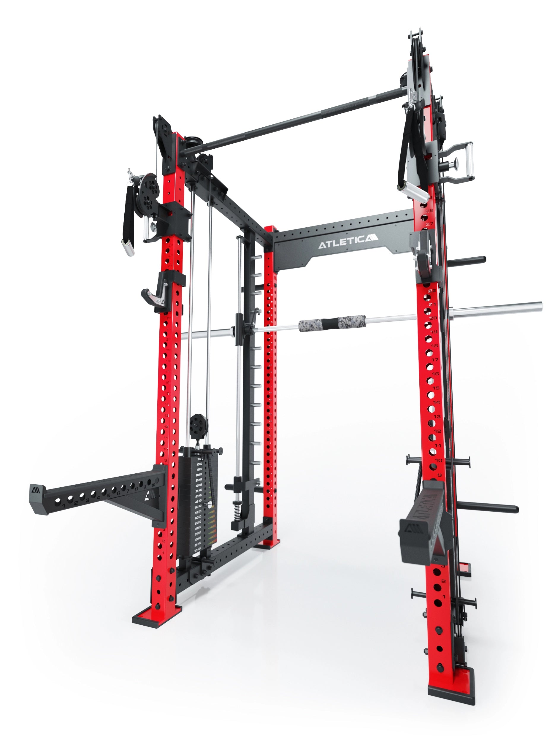 Dualer Kabelzug mit 2x95kg seitlichen Gewichtsblöcken | Sehr stabil | Modular ausbaubar mit Anbauteilen wie Smith Machine und Jammer Arms