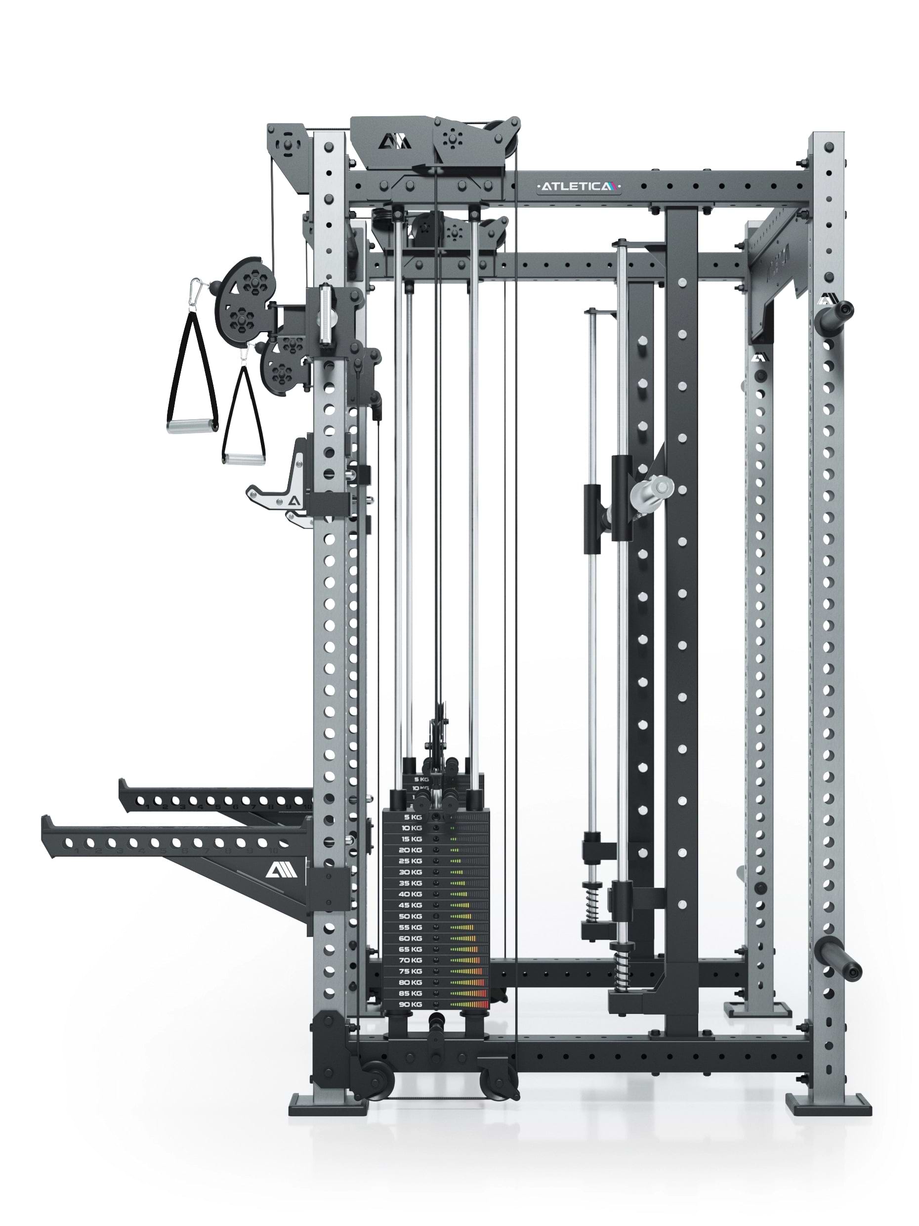 Dualer Kabelzug mit 2x95kg seitlichen Gewichtsblöcken | Sehr stabil | Modular ausbaubar mit Anbauteilen wie Smith Machine und Jammer Arms