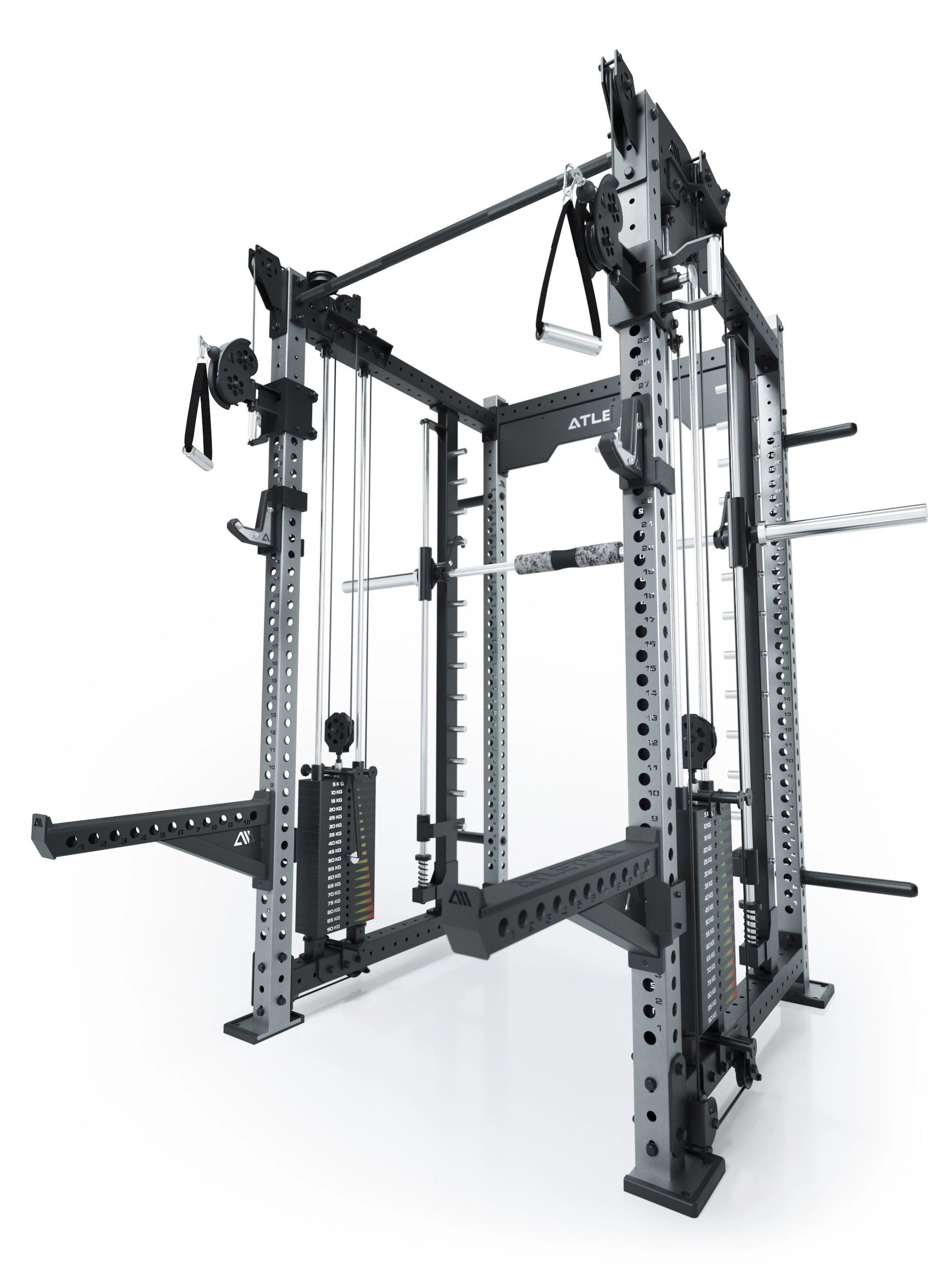 Dualer Kabelzug mit 2x95kg seitlichen Gewichtsblöcken | Sehr stabil | Modular ausbaubar mit Anbauteilen wie Smith Machine und Jammer Arms