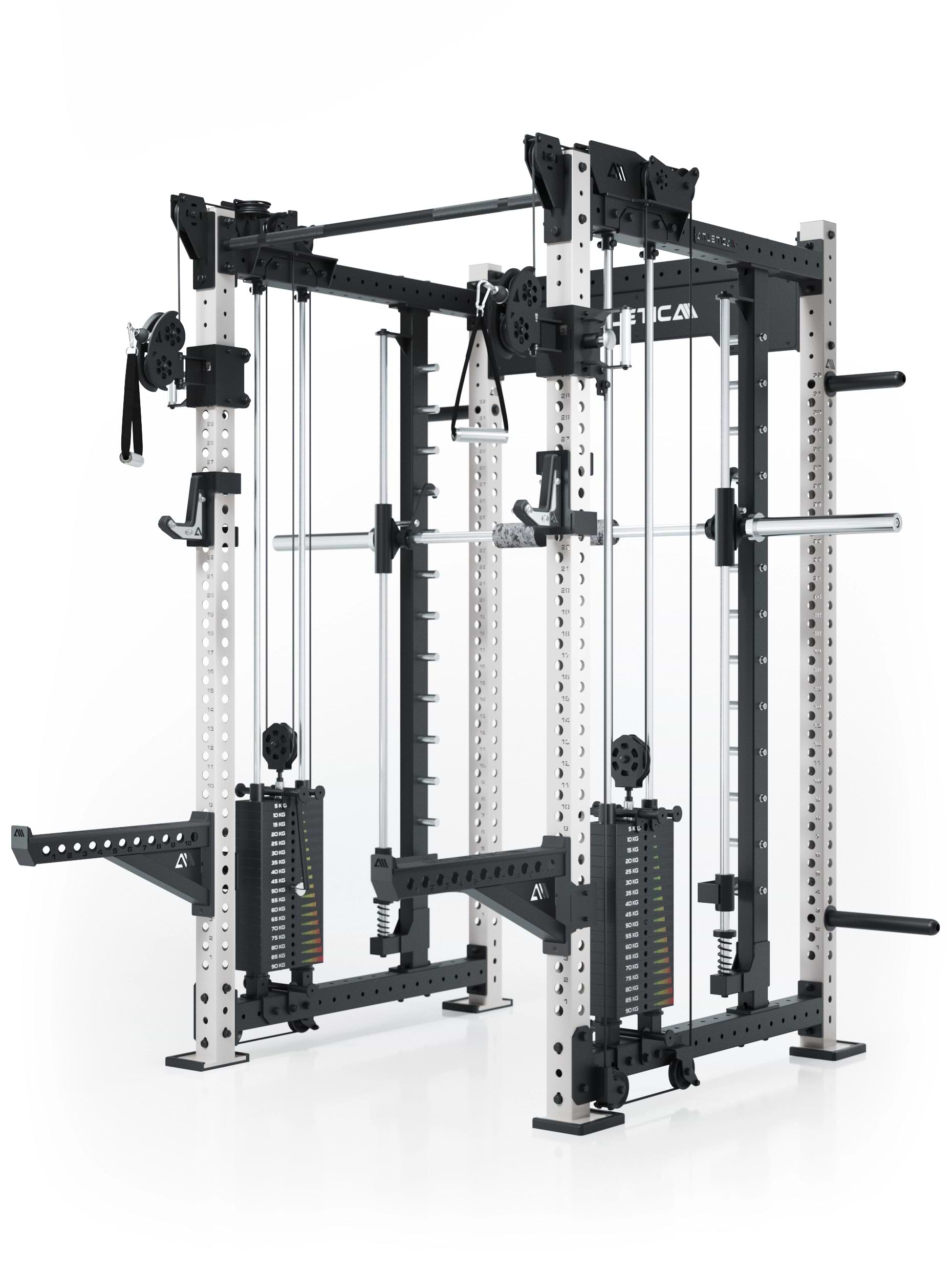 Dualer Kabelzug mit 2x95kg seitlichen Gewichtsblöcken | Sehr stabil | Modular ausbaubar mit Anbauteilen wie Smith Machine und Jammer Arms