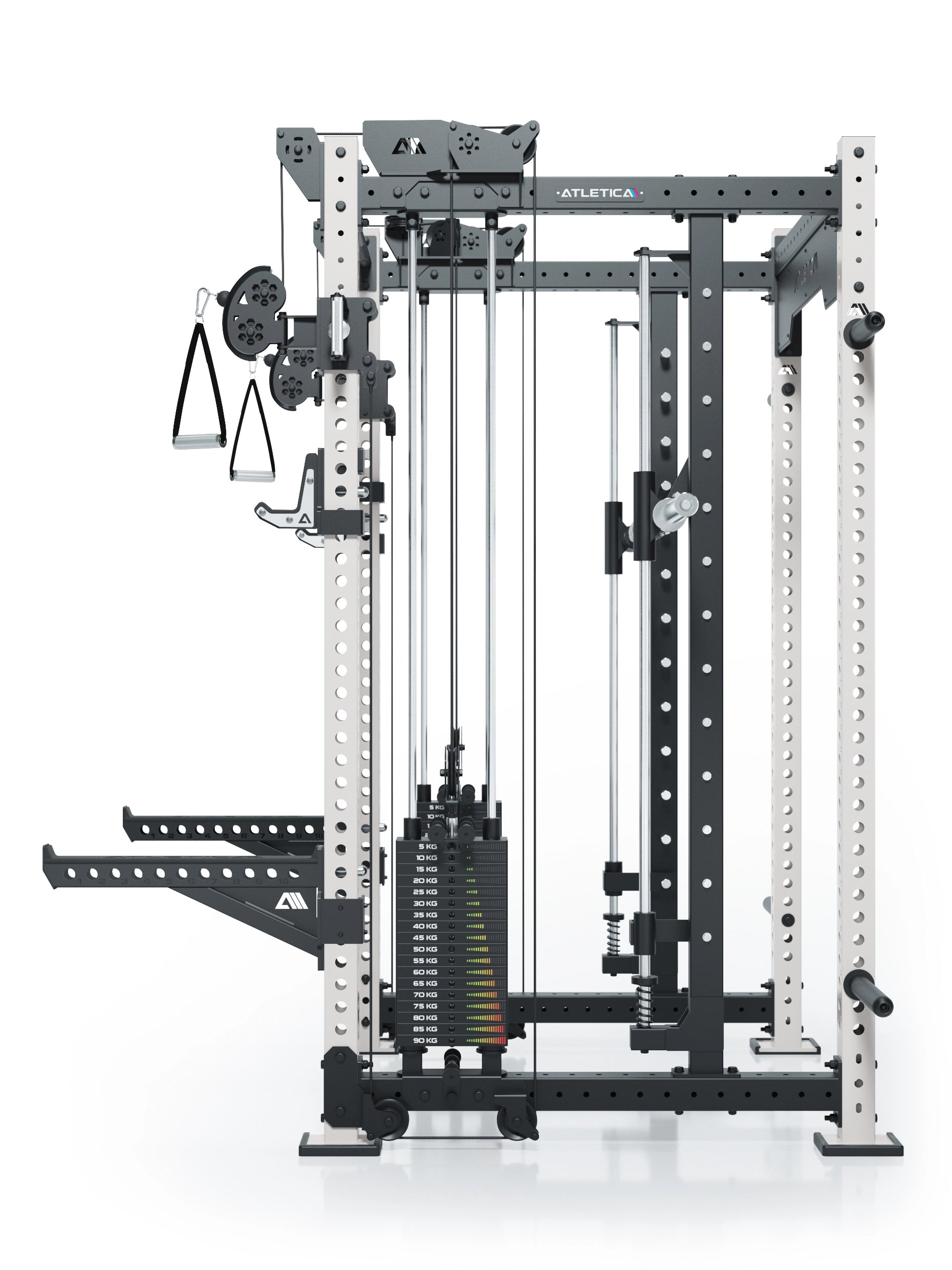 Dualer Kabelzug mit 2x95kg seitlichen Gewichtsblöcken | Sehr stabil | Modular ausbaubar mit Anbauteilen wie Smith Machine und Jammer Arms