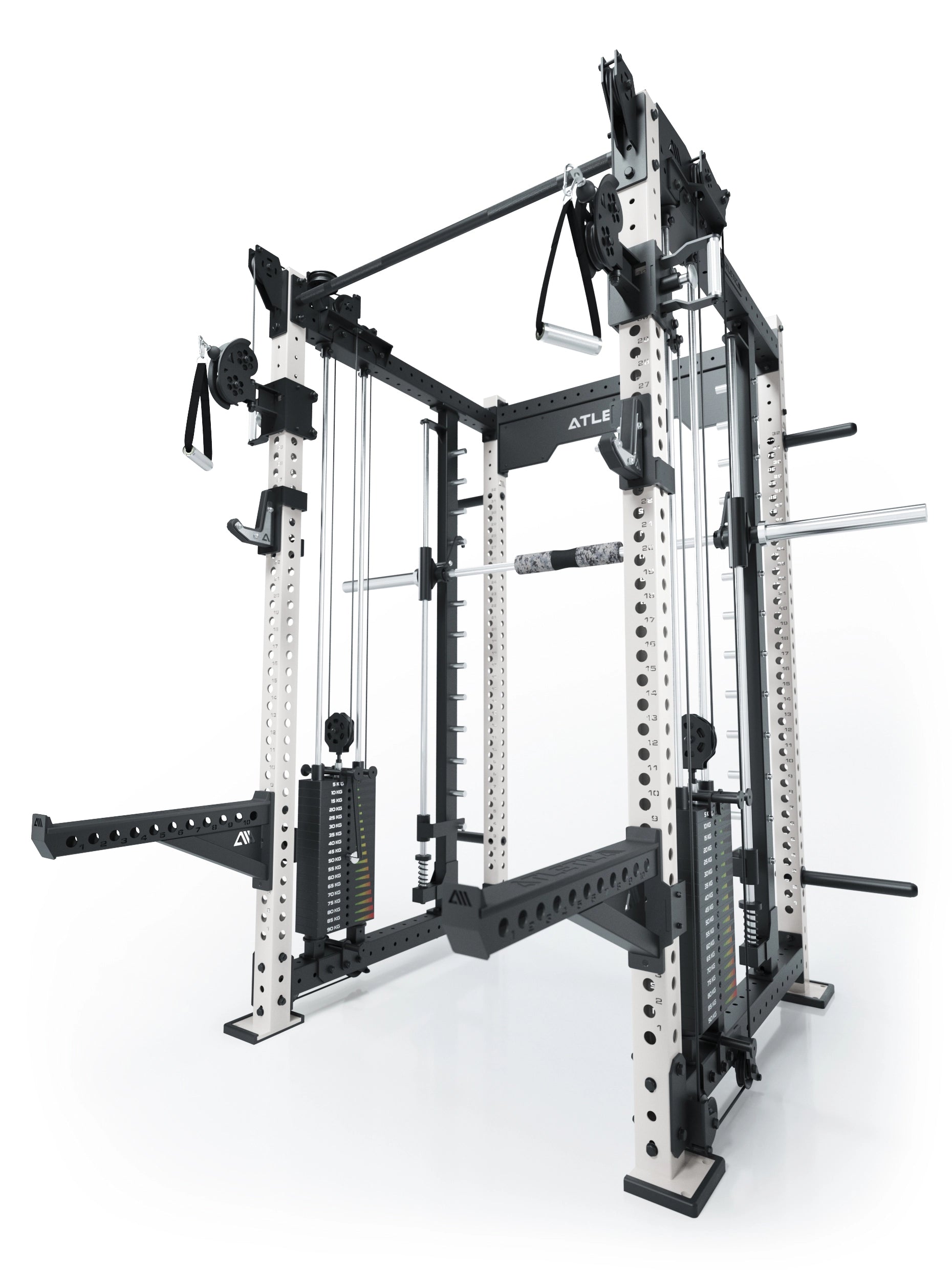 Dualer Kabelzug mit 2x95kg seitlichen Gewichtsblöcken | Sehr stabil | Modular ausbaubar mit Anbauteilen wie Smith Machine und Jammer Arms