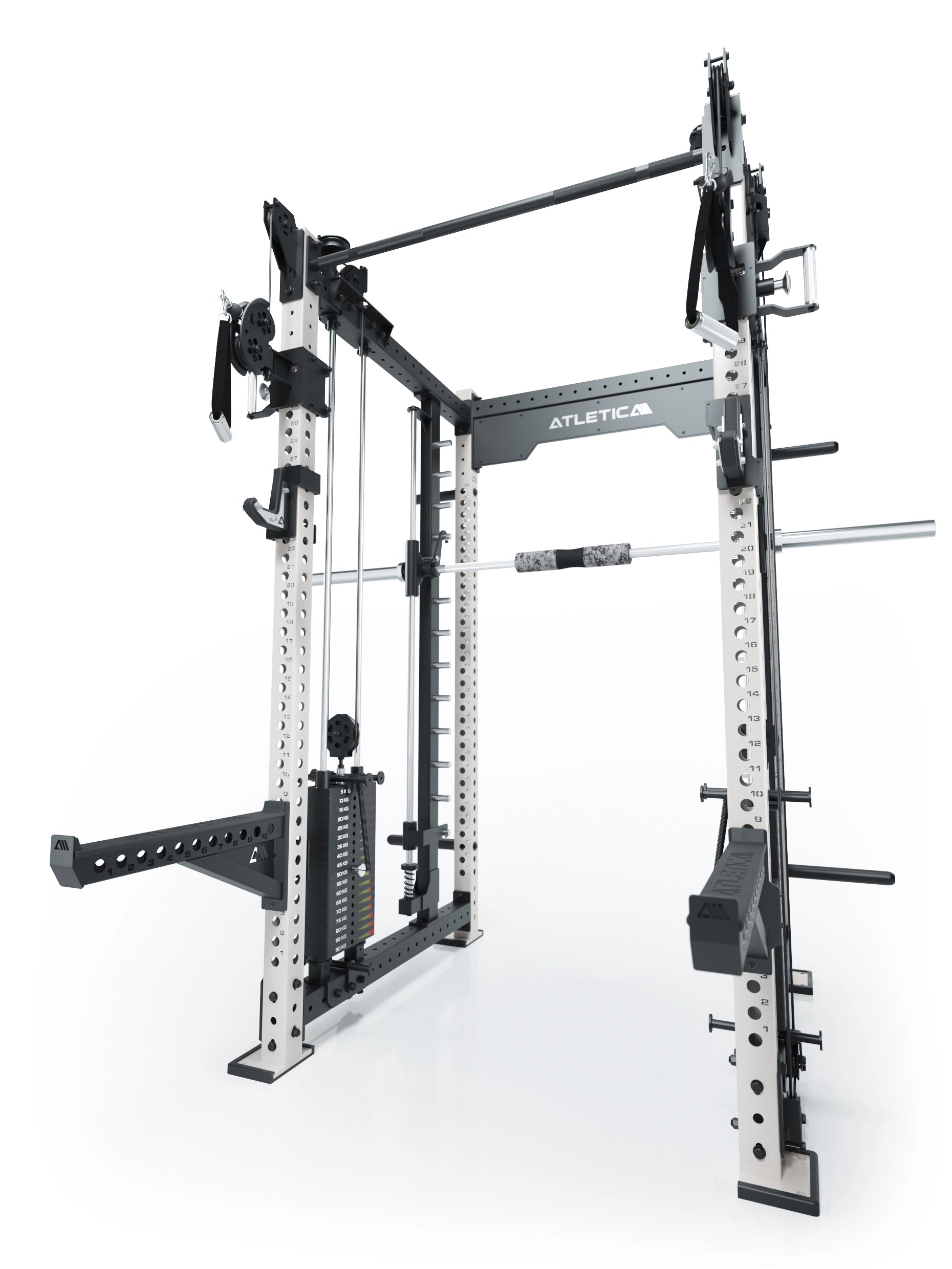 Dualer Kabelzug mit 2x95kg seitlichen Gewichtsblöcken | Sehr stabil | Modular ausbaubar mit Anbauteilen wie Smith Machine und Jammer Arms