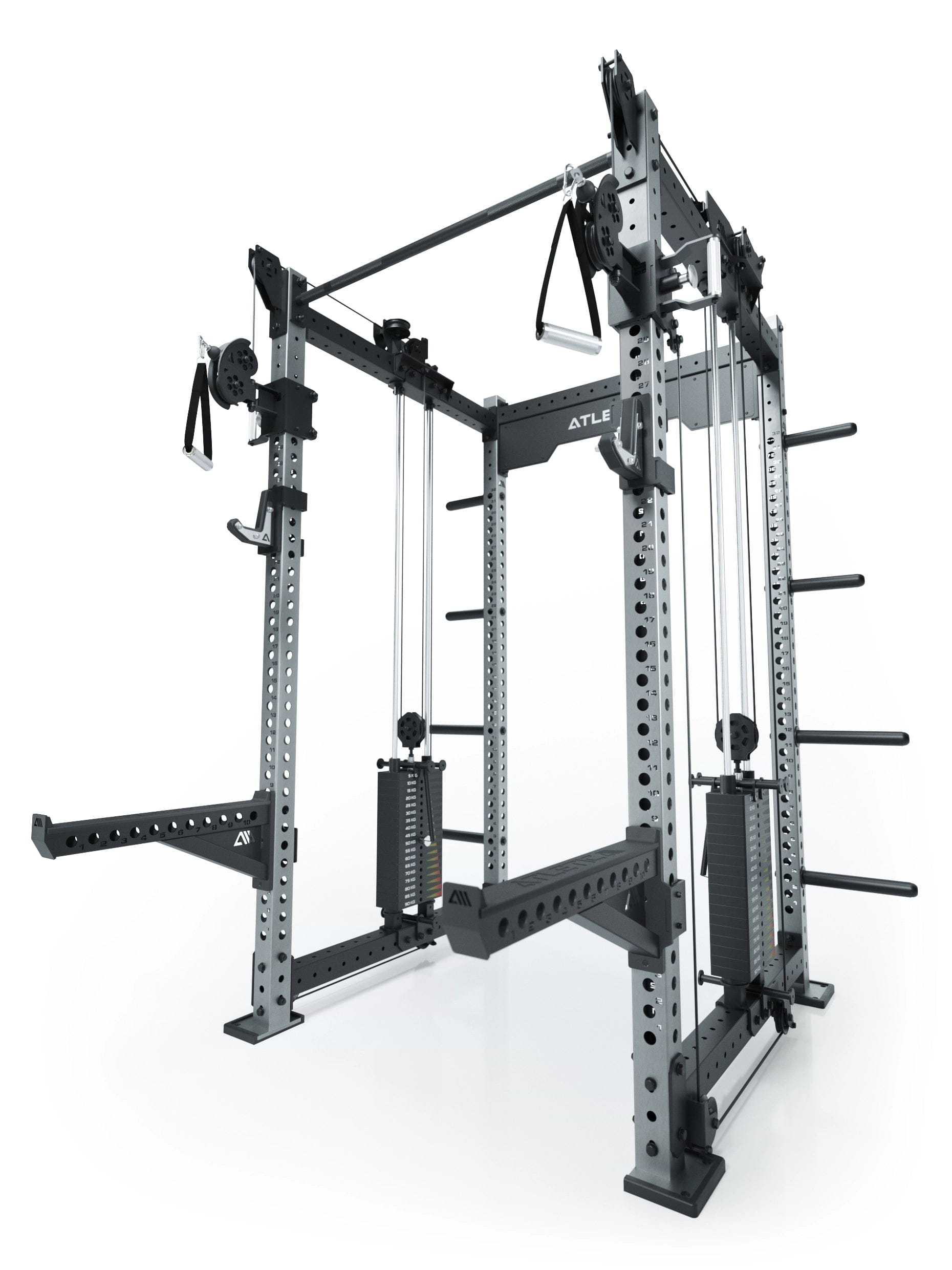 Dualer Kabelzug mit 2x95kg seitlichen Gewichtsblöcken | Sehr stabil | Modular ausbaubar mit Anbauteilen wie Smith Machine und Jammer Arms I Edelstahl