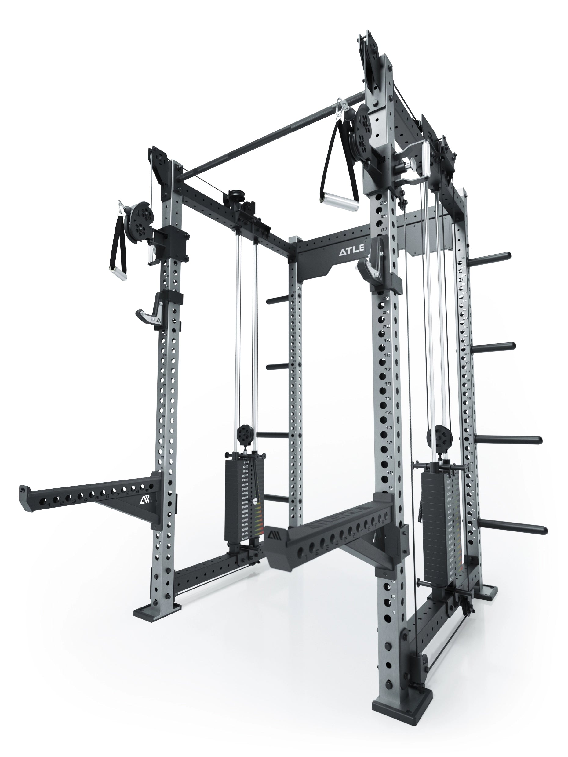 Dualer Kabelzug mit 2x95kg seitlichen Gewichtsblöcken | Sehr stabil | Modular ausbaubar mit Anbauteilen wie Smith Machine und Jammer Arms I Edelstahl