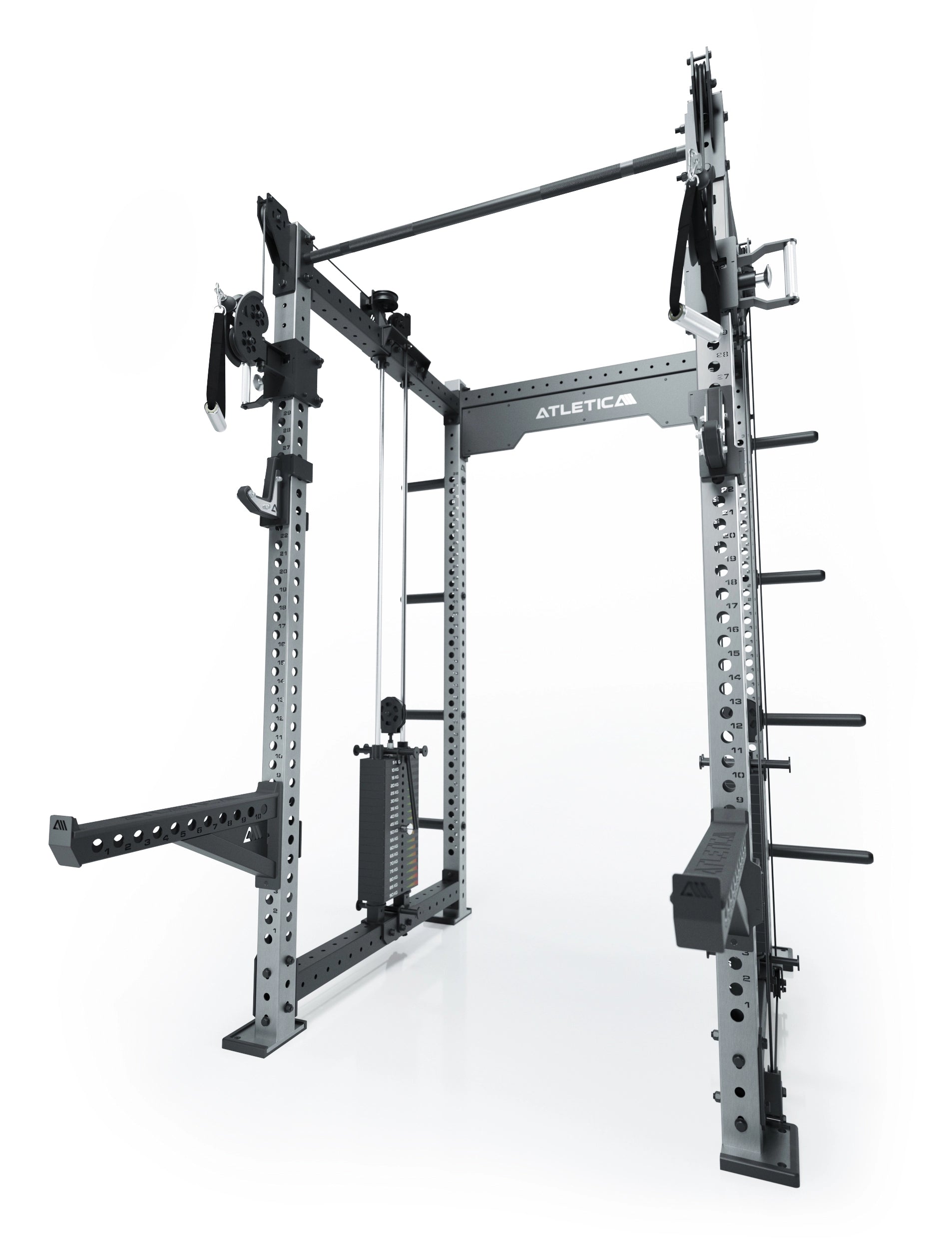 Dualer Kabelzug mit 2x95kg seitlichen Gewichtsblöcken | Sehr stabil | Modular ausbaubar mit Anbauteilen wie Smith Machine und Jammer Arms I Edelstahl