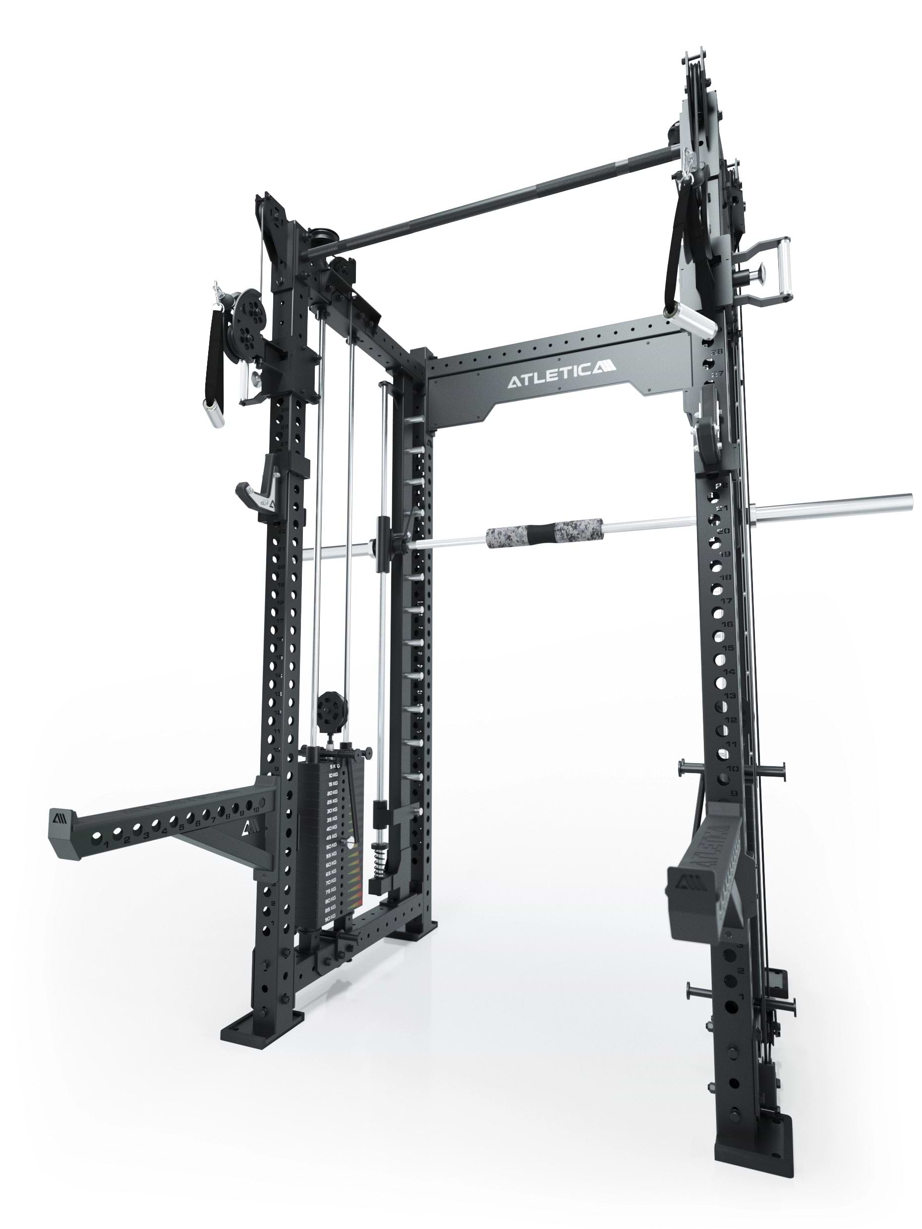 Dualer Kabelzug mit 2x95kg seitlichen Gewichtsblöcken | Sehr stabil | Modular ausbaubar mit Anbauteilen wie Smith Machine und Jammer Arms