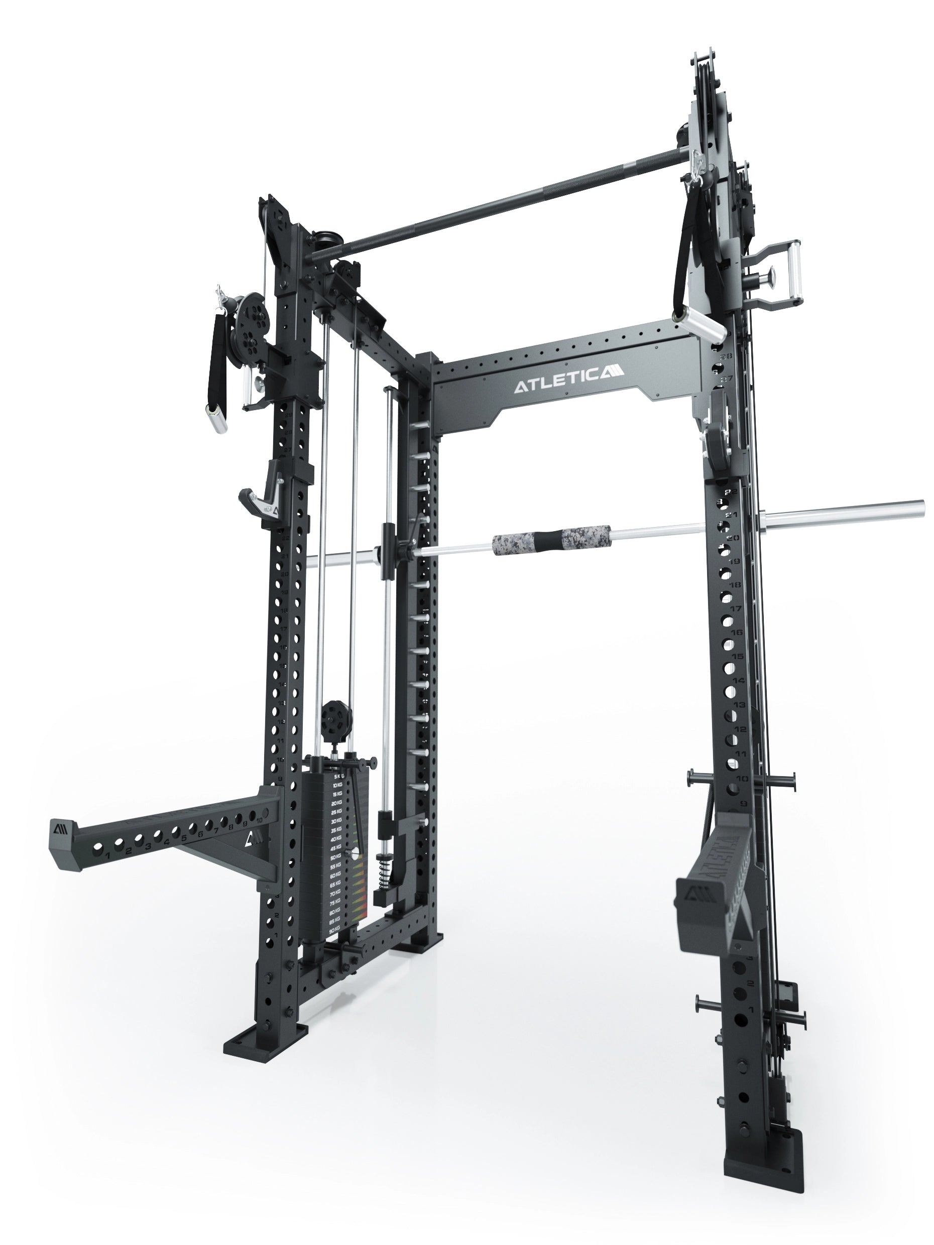 Dualer Kabelzug mit 2x95kg seitlichen Gewichtsblöcken | Sehr stabil | Modular ausbaubar mit Anbauteilen wie Smith Machine und Jammer Arms