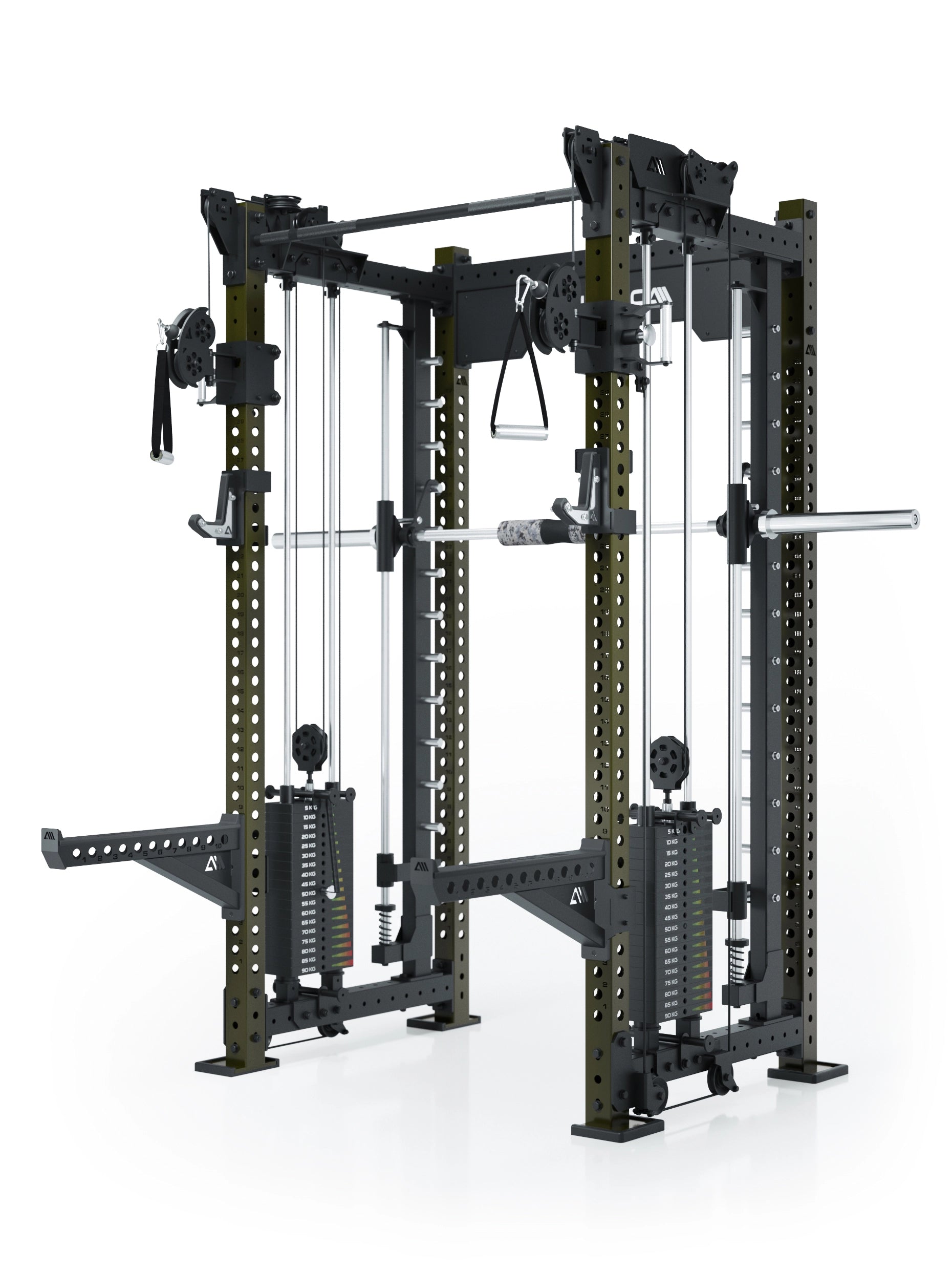 Dualer Kabelzug mit 2x95kg seitlichen Gewichtsblöcken | Sehr stabil | Modular ausbaubar mit Anbauteilen wie Smith Machine und Jammer Arms