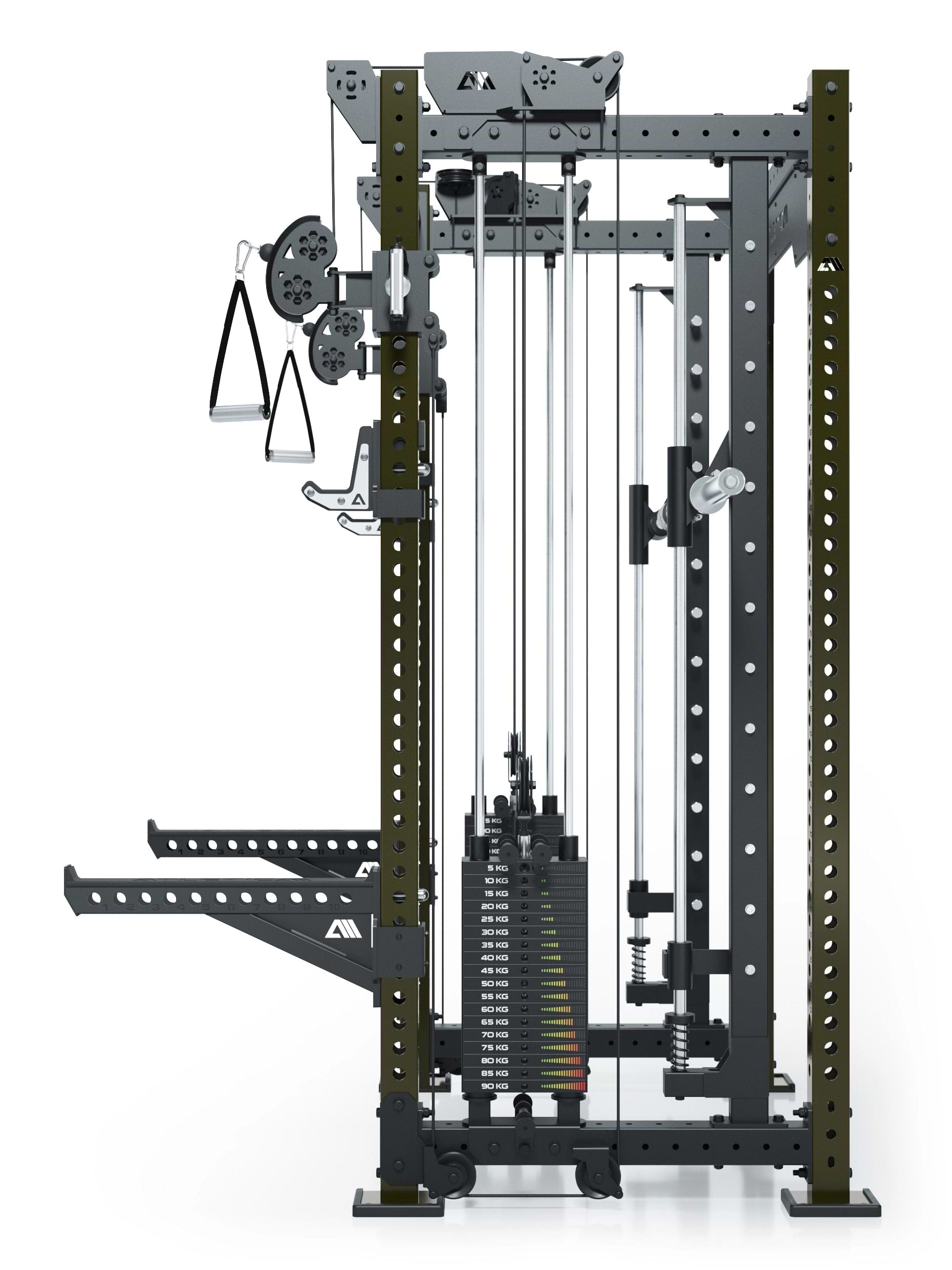 Dualer Kabelzug mit 2x95kg seitlichen Gewichtsblöcken | Sehr stabil | Modular ausbaubar mit Anbauteilen wie Smith Machine und Jammer Arms