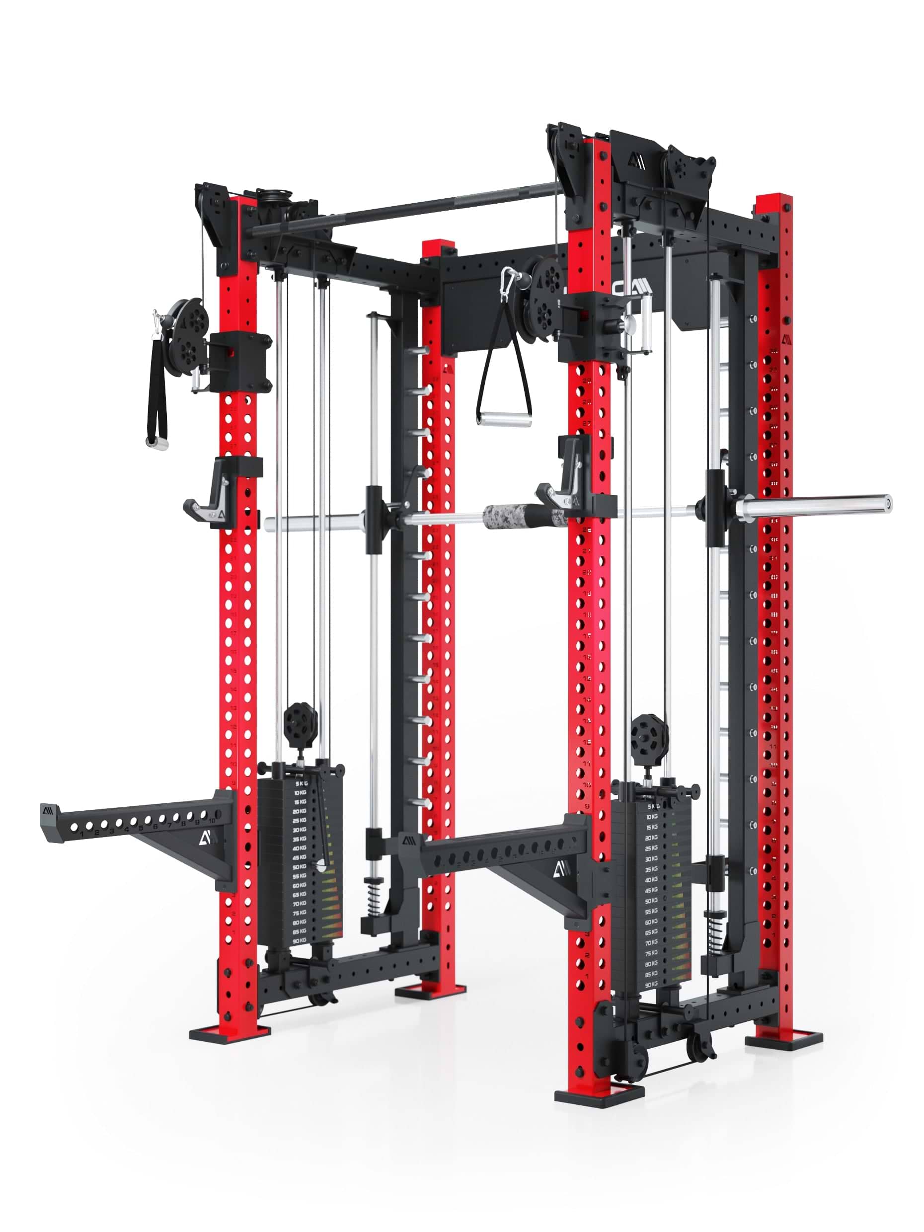 Dualer Kabelzug mit 2x95kg seitlichen Gewichtsblöcken | Sehr stabil | Modular ausbaubar mit Anbauteilen wie Smith Machine und Jammer Arms