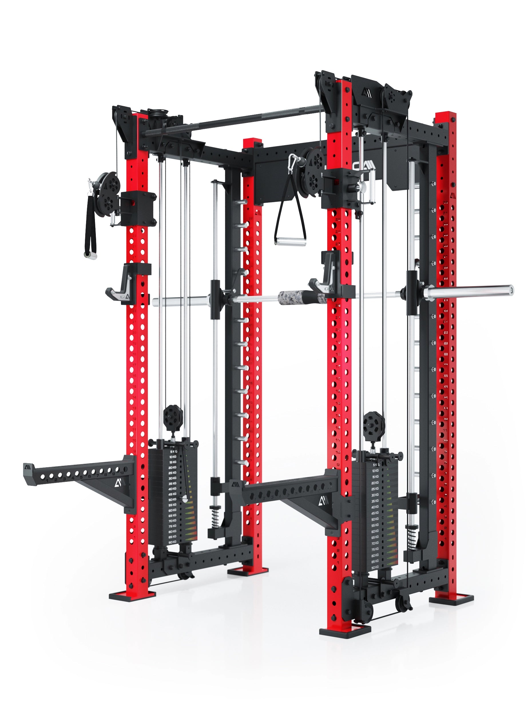 Dualer Kabelzug mit 2x95kg seitlichen Gewichtsblöcken | Sehr stabil | Modular ausbaubar mit Anbauteilen wie Smith Machine und Jammer Arms