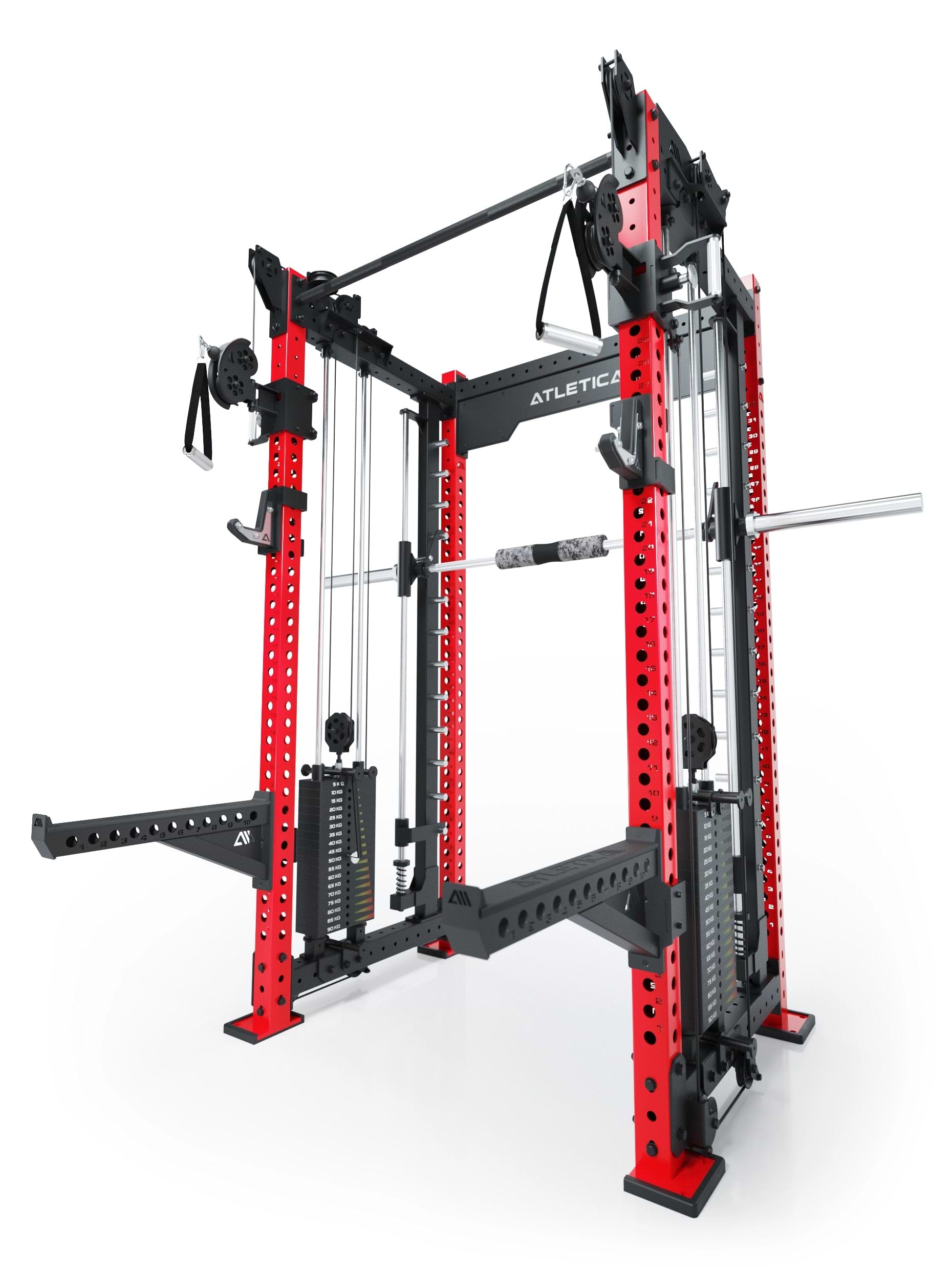 Dualer Kabelzug mit 2x95kg seitlichen Gewichtsblöcken | Sehr stabil | Modular ausbaubar mit Anbauteilen wie Smith Machine und Jammer Arms