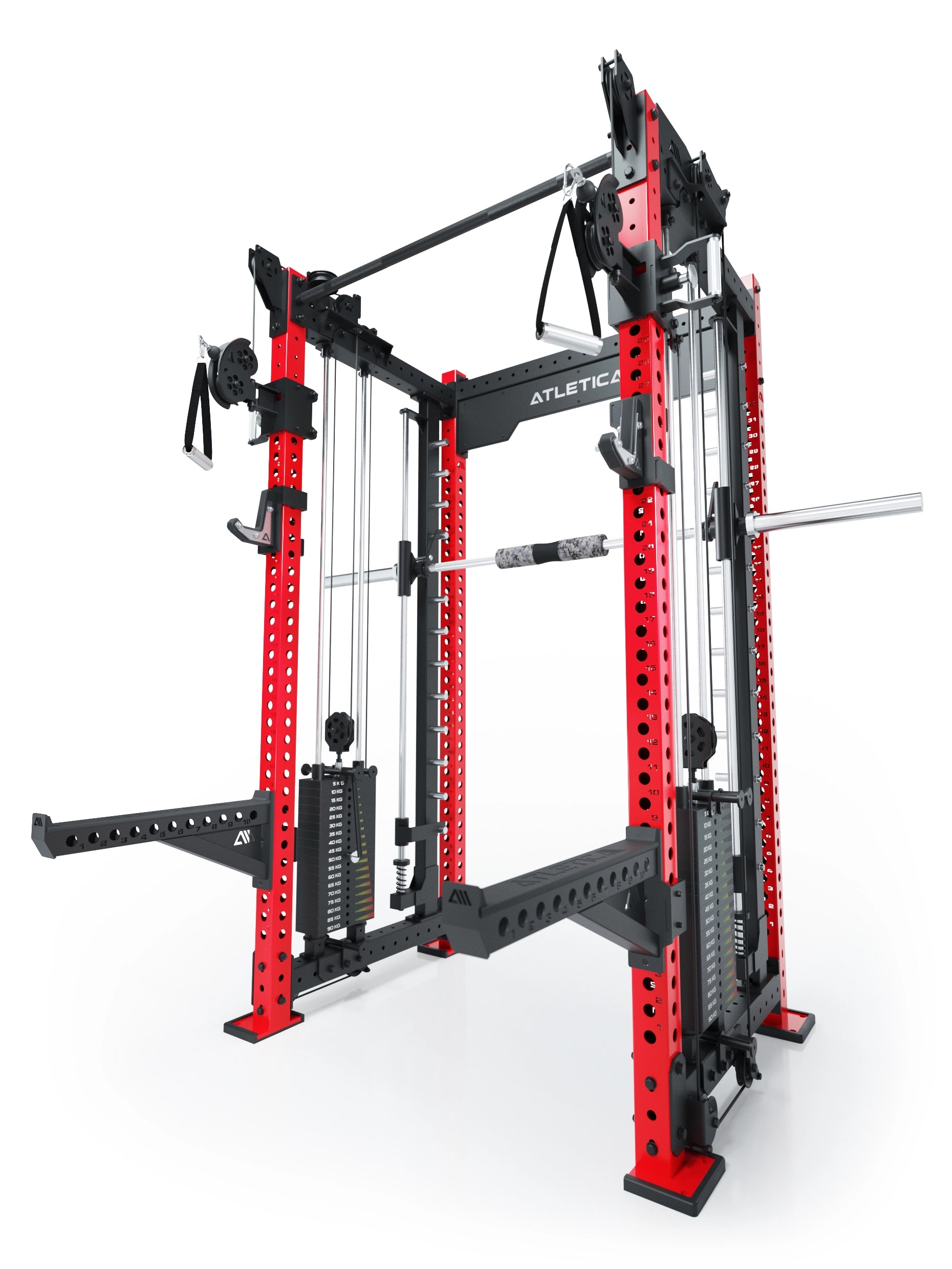 Dualer Kabelzug mit 2x95kg seitlichen Gewichtsblöcken | Sehr stabil | Modular ausbaubar mit Anbauteilen wie Smith Machine und Jammer Arms
