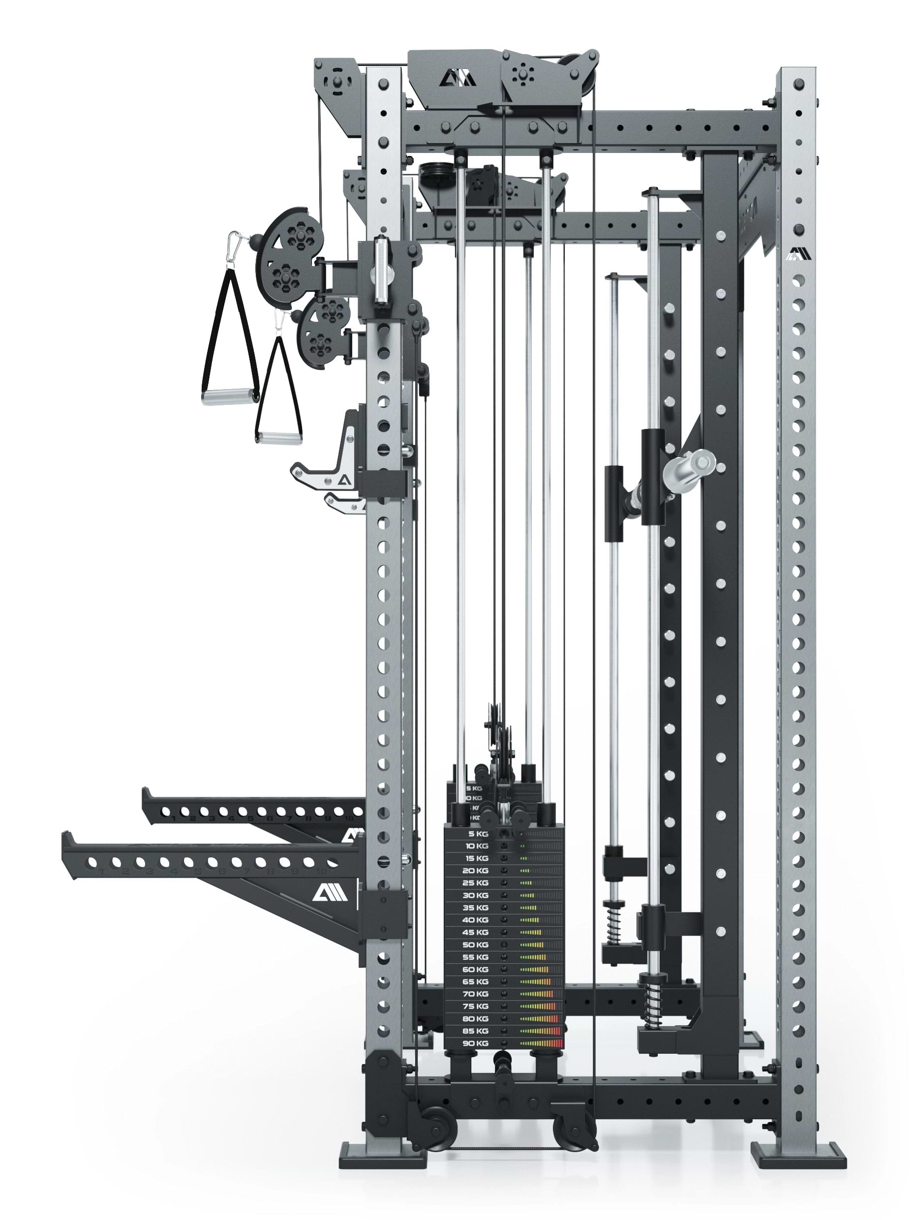 Dualer Kabelzug mit 2x95kg seitlichen Gewichtsblöcken | Sehr stabil | Modular ausbaubar mit Anbauteilen wie Smith Machine und Jammer Arms