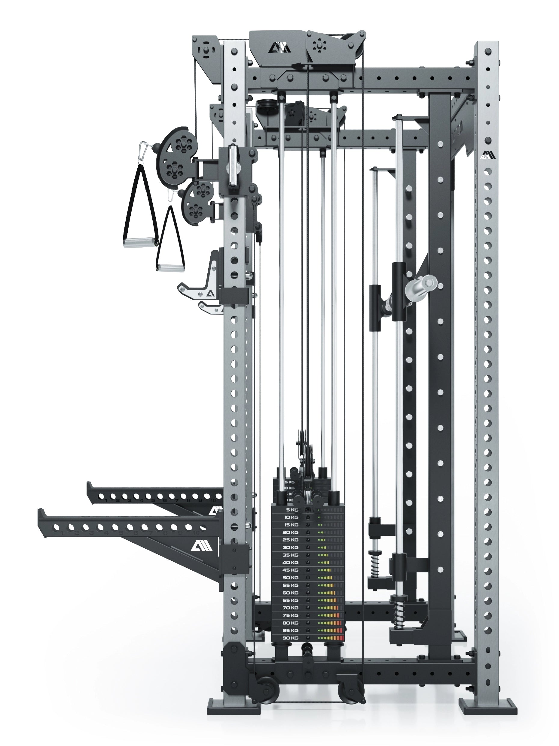 Dualer Kabelzug mit 2x95kg seitlichen Gewichtsblöcken | Sehr stabil | Modular ausbaubar mit Anbauteilen wie Smith Machine und Jammer Arms