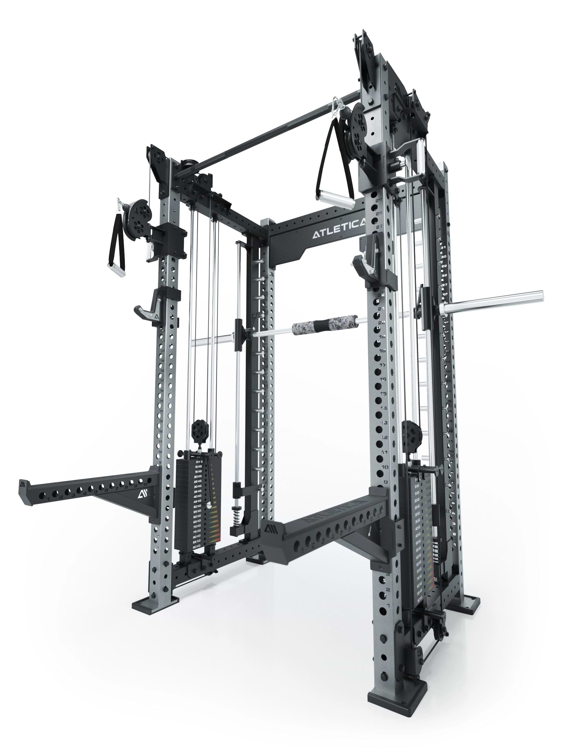 Dualer Kabelzug mit 2x95kg seitlichen Gewichtsblöcken | Sehr stabil | Modular ausbaubar mit Anbauteilen wie Smith Machine und Jammer Arms