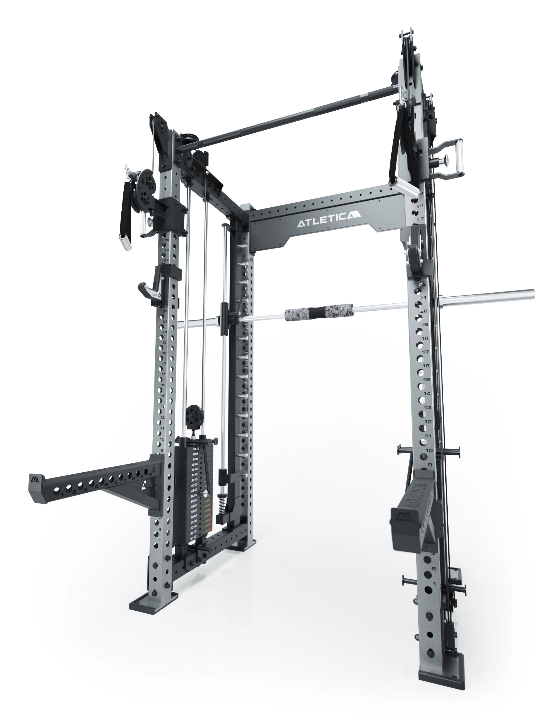 Dualer Kabelzug mit 2x95kg seitlichen Gewichtsblöcken | Sehr stabil | Modular ausbaubar mit Anbauteilen wie Smith Machine und Jammer Arms
