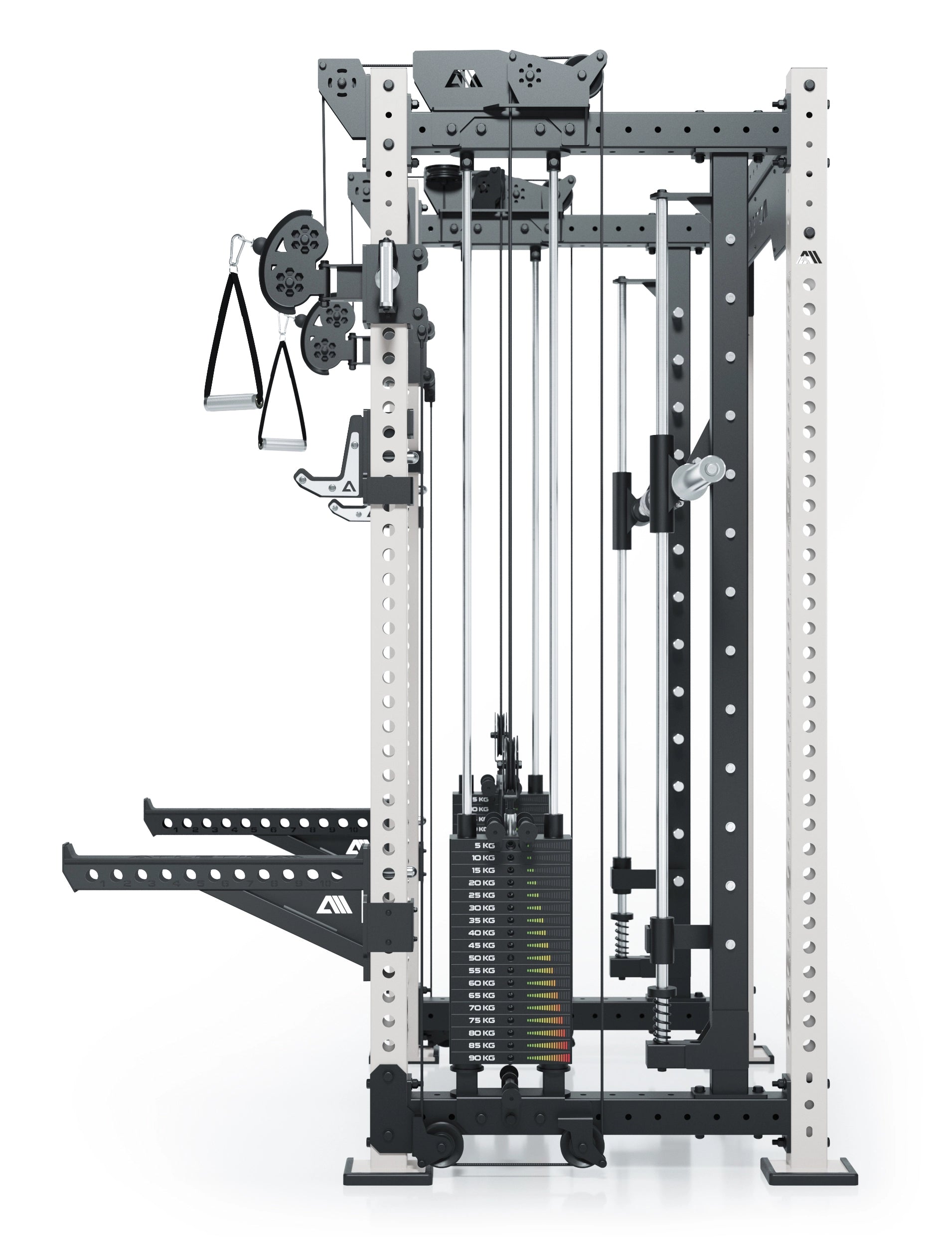 Dualer Kabelzug mit 2x95kg seitlichen Gewichtsblöcken | Sehr stabil | Modular ausbaubar mit Anbauteilen wie Smith Machine und Jammer Arms