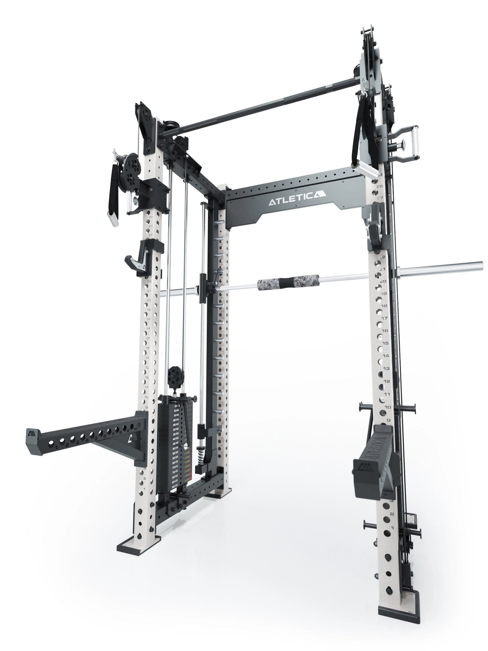 Dualer Kabelzug mit 2x95kg seitlichen Gewichtsblöcken | Sehr stabil | Modular ausbaubar mit Anbauteilen wie Smith Machine und Jammer Arms