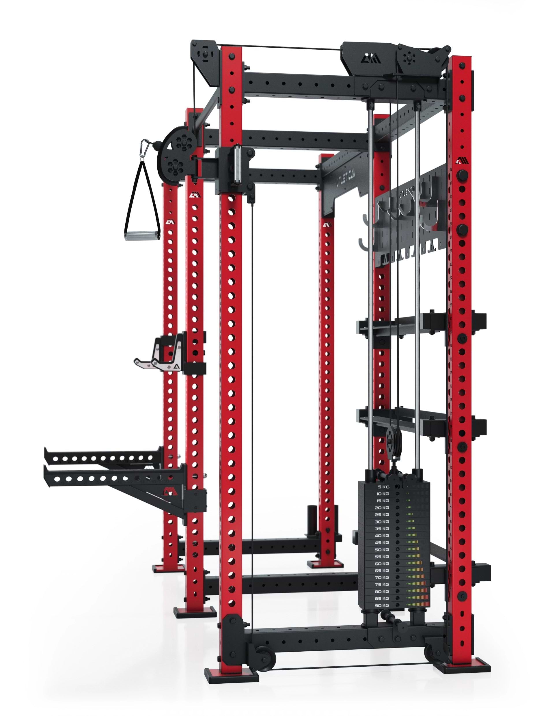 R8 Falcon R – kompaktes Power Rack mit Kabelzug, 90-kg-Gewichtsblock (2,5-kg-Sprünge) & komplettem Storage-System – ideal für Studios & PT.