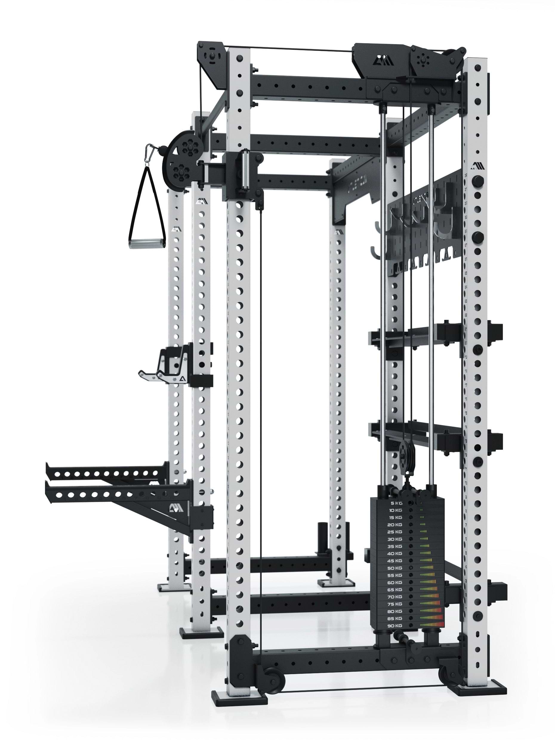 R8 Falcon R – kompaktes Power Rack mit Kabelzug, 90-kg-Gewichtsblock (2,5-kg-Sprünge) & komplettem Storage-System – ideal für Studios & PT.