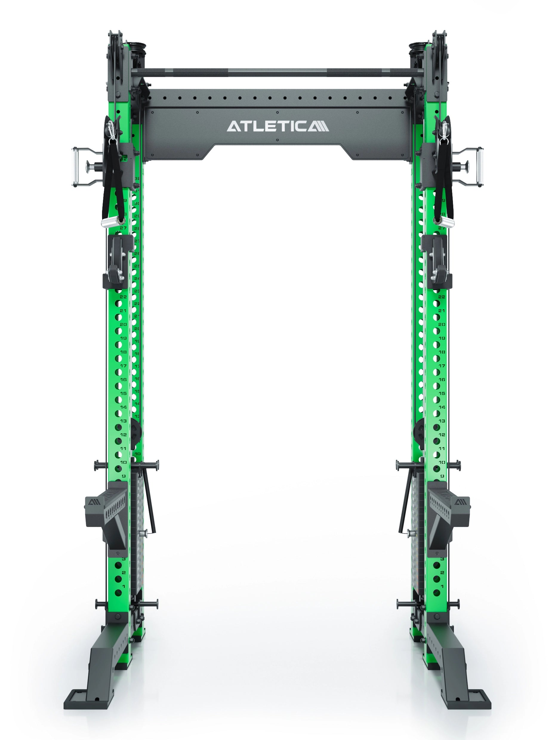 Dualer Kabelzug mit 2x95kg seitlichen Gewichtsblöcken | Sehr stabil und platzsparend | Modular ausbaubar mit Anbauteilen wie Jammer Arms I Electric Green