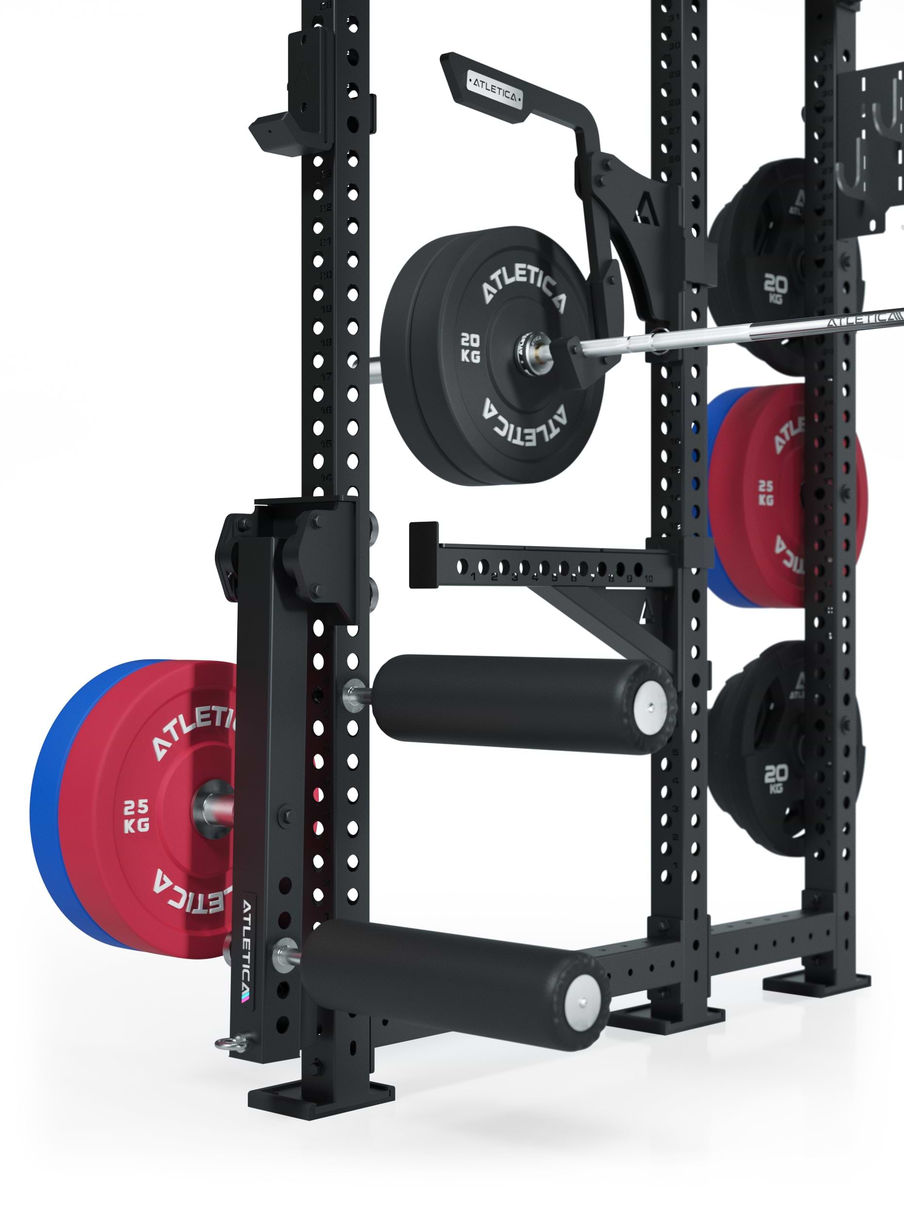 Squat Rack: Monolifts, Leg Curl Attachment, Step-Up Plattform 