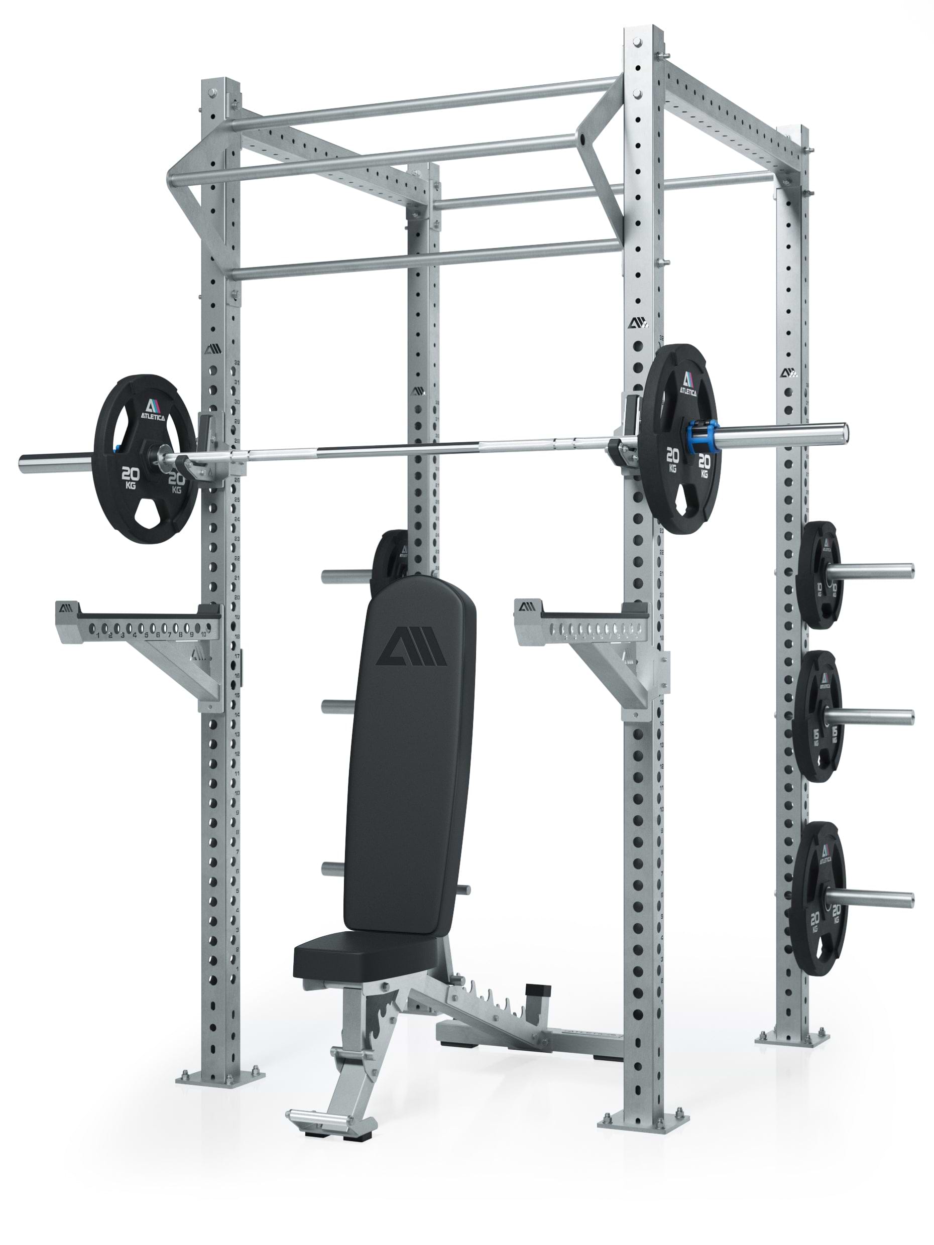 Atletica R8 Magma Edelstahl Outdoor Power Rack – Schulterdrücken im Außenbereich mit Onyx Hantelbank und Inox Langhantel