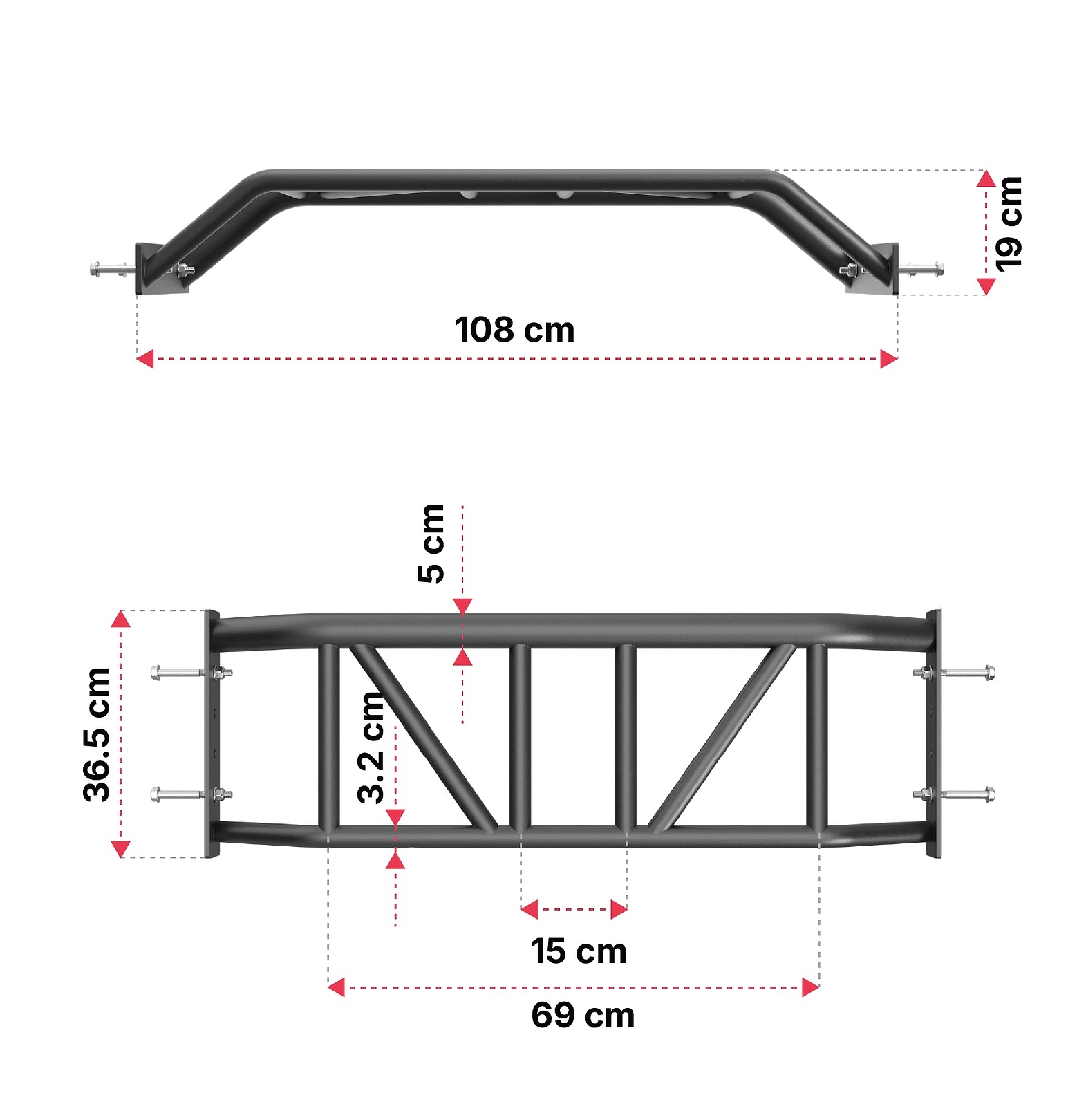 R8 Multi-Grip Klimmzugstange: Dimensionen