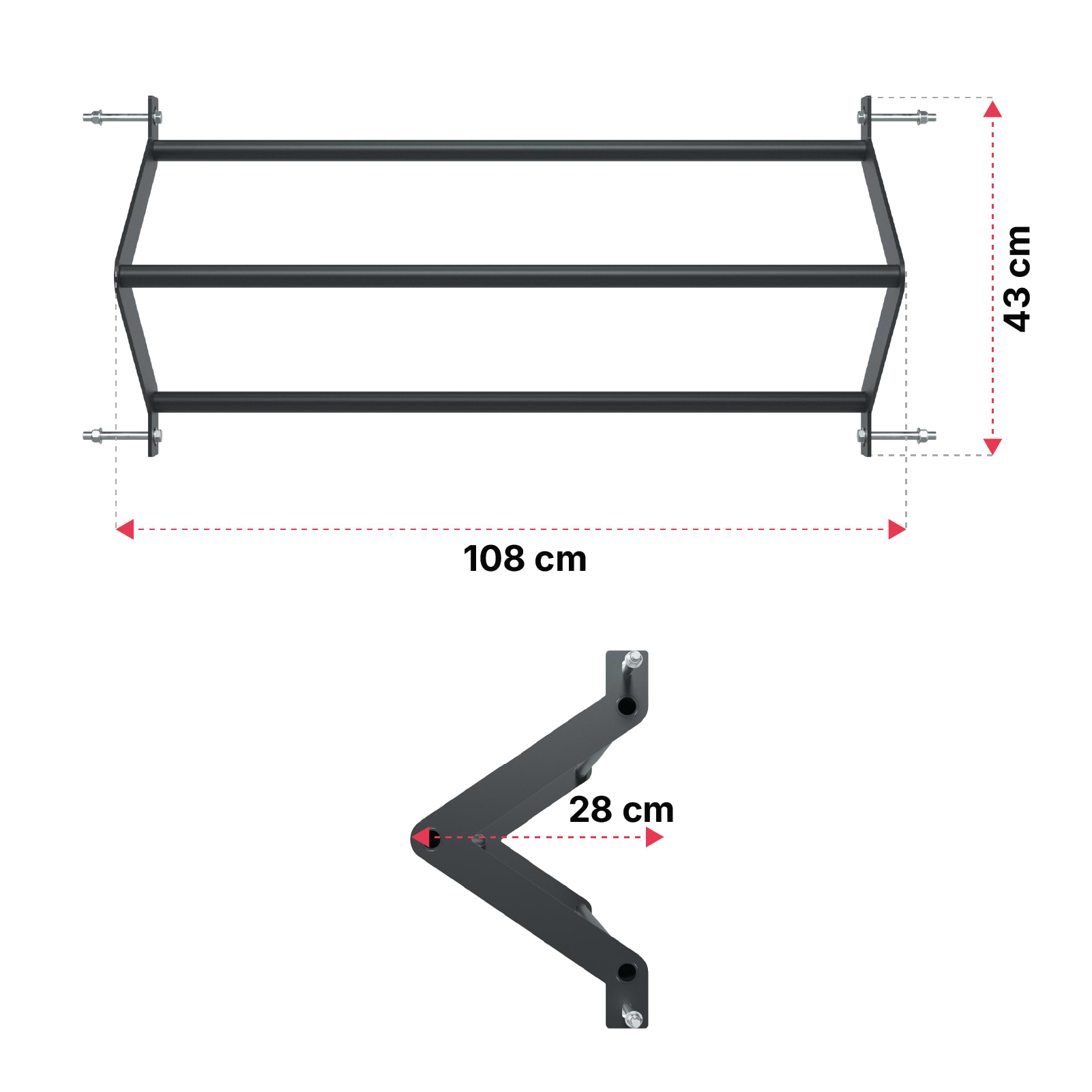 R8 Outdoor Triangle Bar aus Edelstahl: Dimensionen