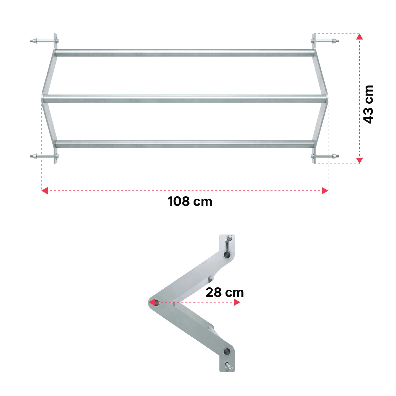 Atletica R8 Outdoor Triangle Bar aus Edelstahl: Dimensionen