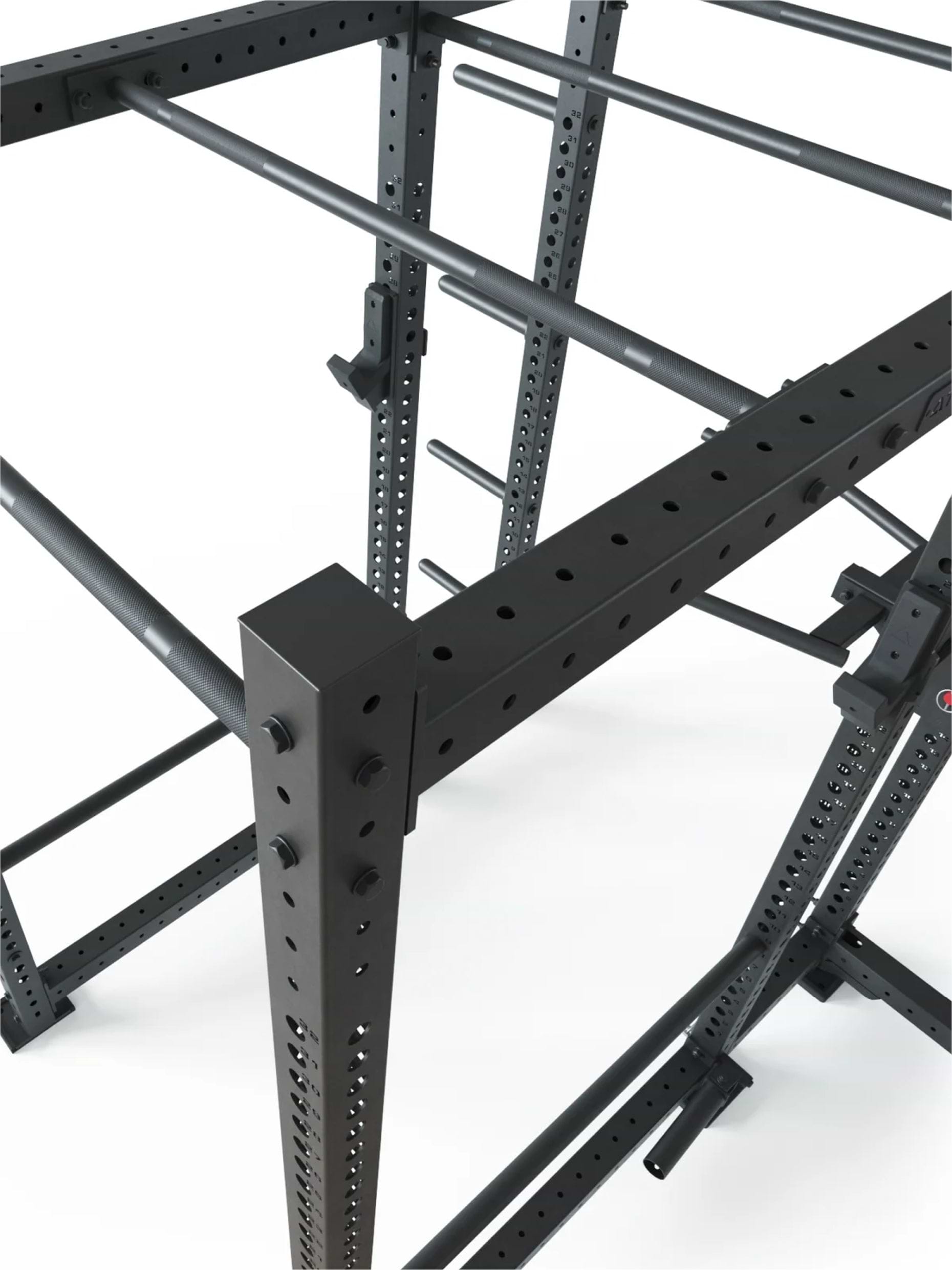 Cable Full Power Rack R8-Raptor: Kabelzug | Sprossenleiter, Dip Station, J-Hooks, 8 Weight Pins, Safeties, Bar Holder, Landmine | Squat Rack | 173x265 cm Fläche | 286kg
